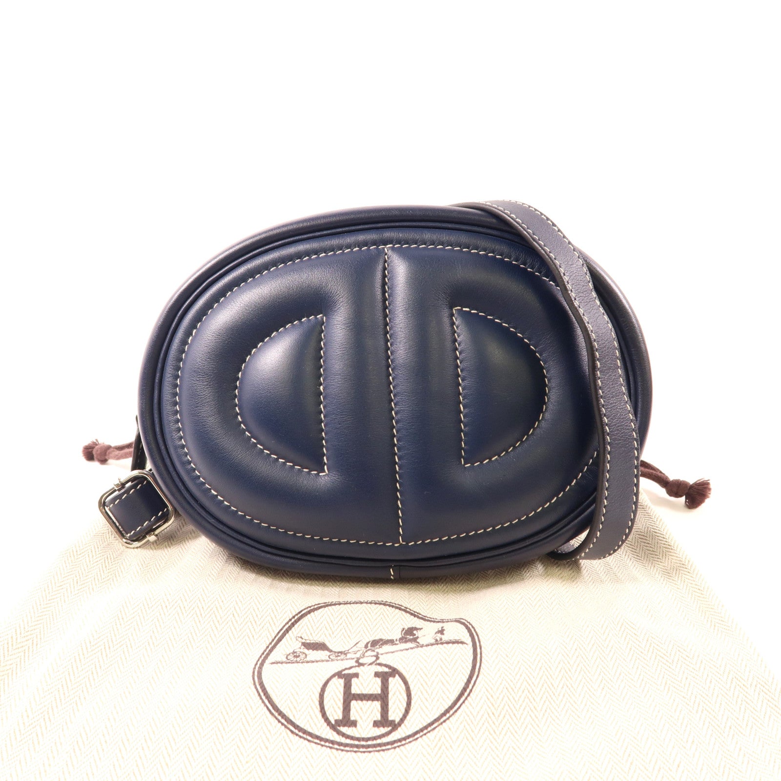 HERMES PHW In The Loop Belt Bag Swift Leather Navy