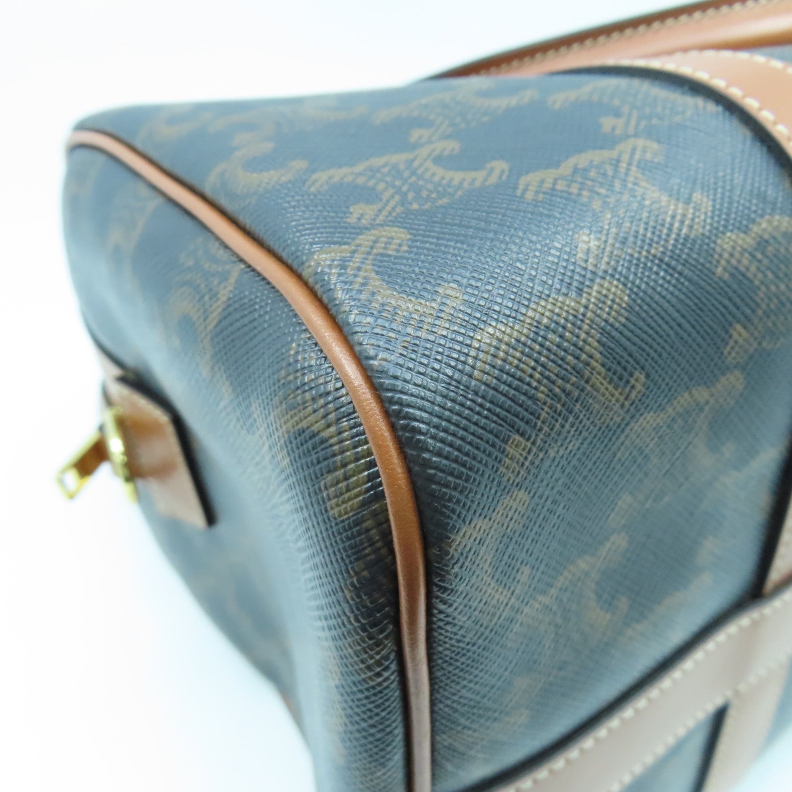 CELINE 塗層帆布Boston Bag Medium金扣手挽肩背兩用袋啡色