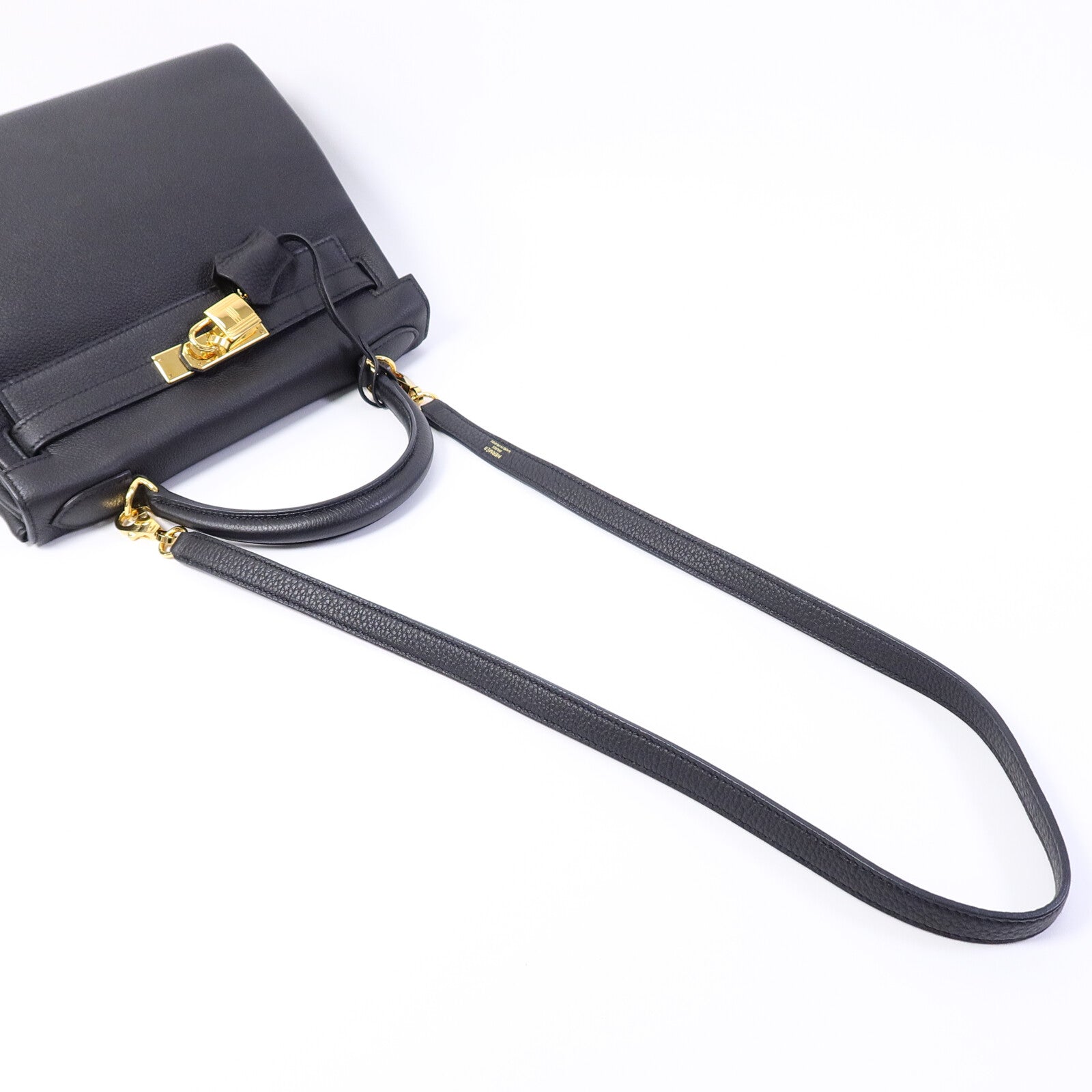HERMES Togo皮革Kelly 28手挽肩背兩用袋Noir