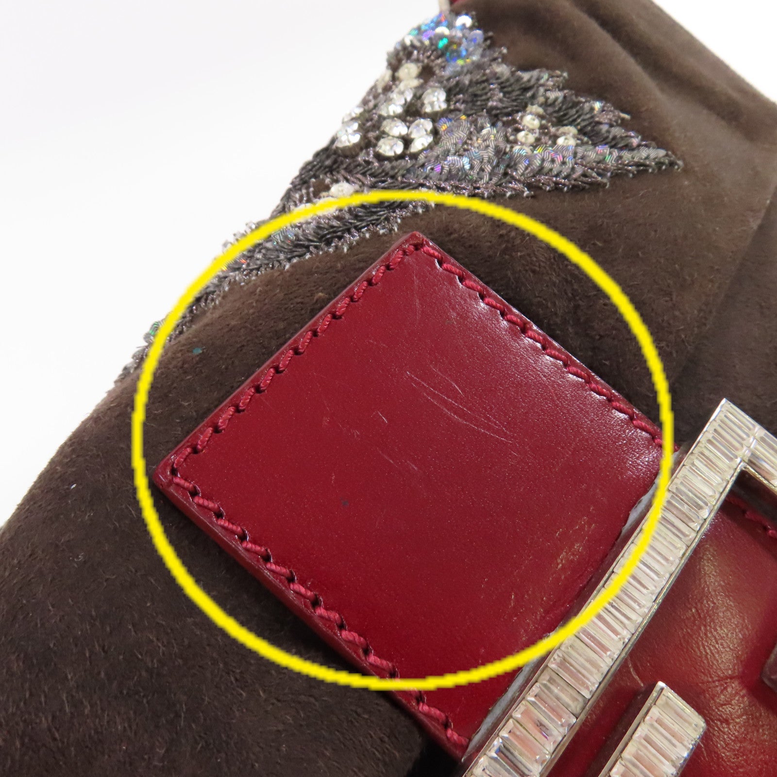 FENDI 麂皮皮革Mamma Bucke Hand Bag銀扣手挽袋啡色