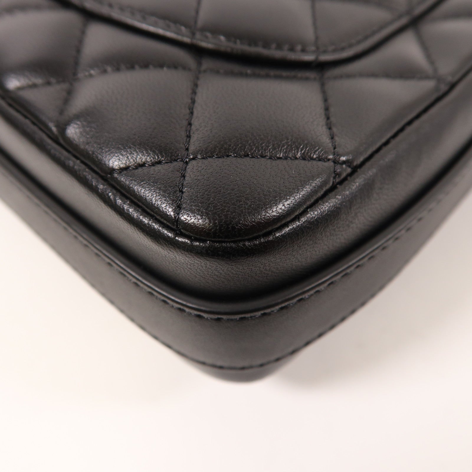 CHANEL CC GHW Shoulder Bag Lambskin Leather Black
