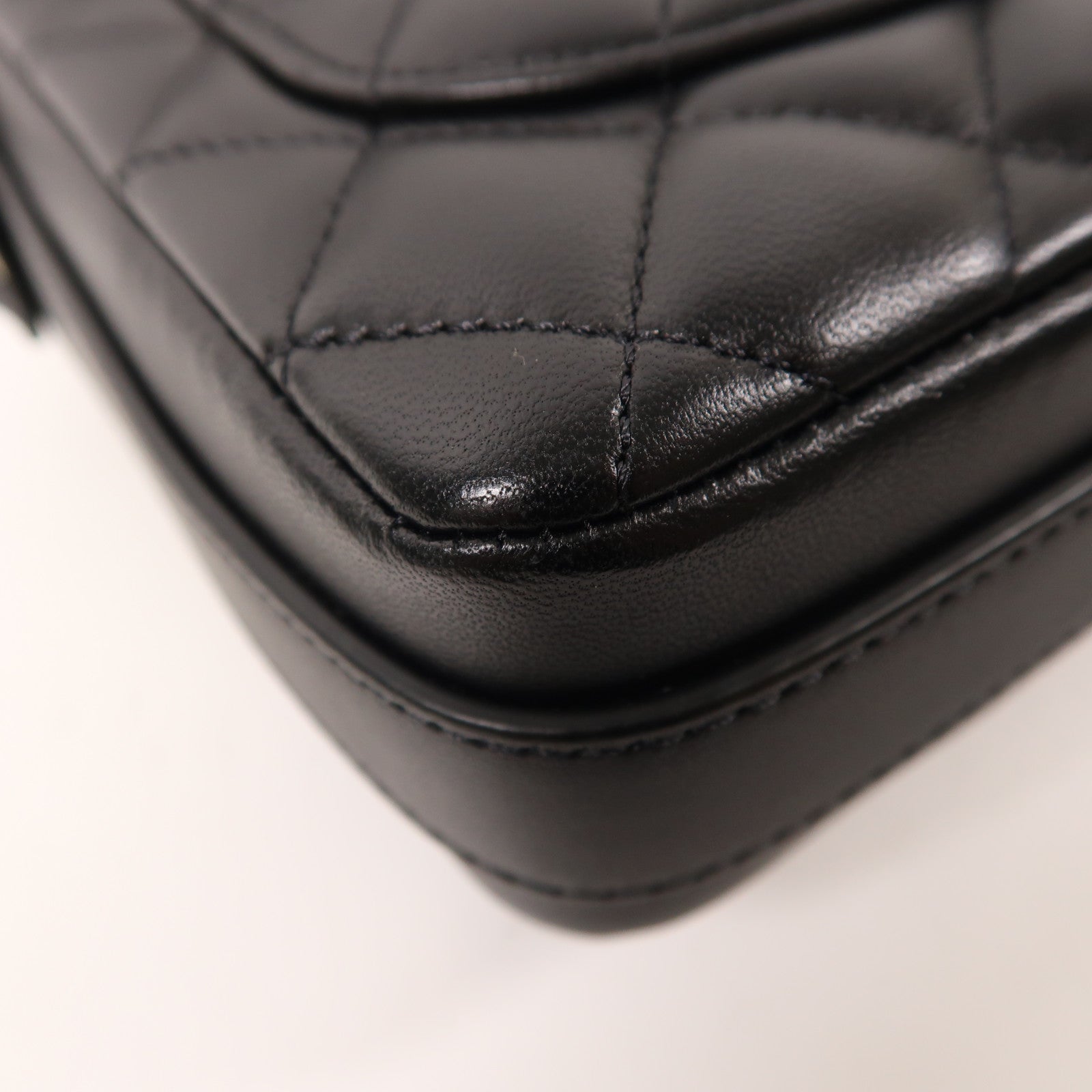 CHANEL CC GHW Shoulder Bag Lambskin Leather Black