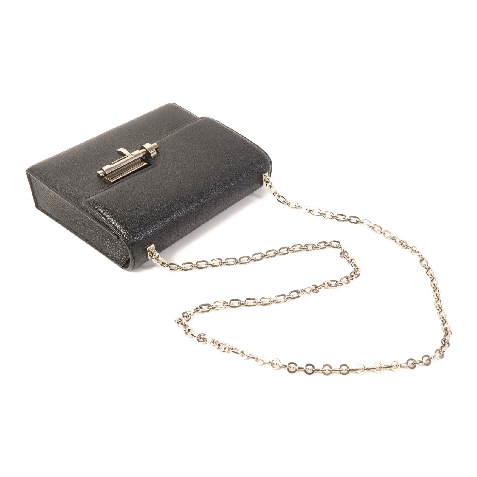 HERMES 【激減優惠】Chevre皮革Mini Verrou銀扣鏈帶肩背袋