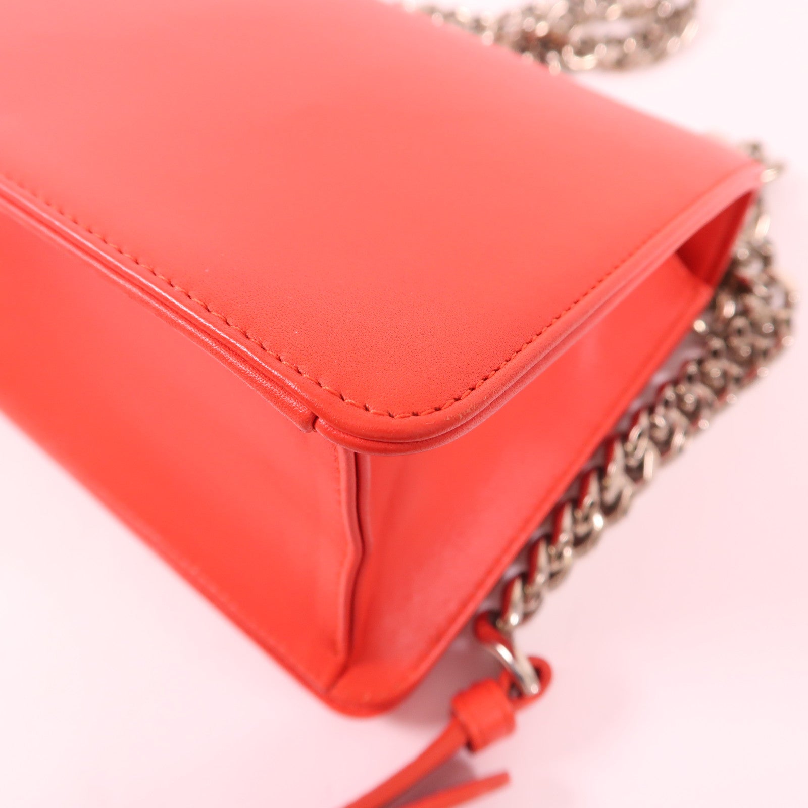 Dior 魔鬼魚皮革/牛皮皮革Chain Shoulder Bag銀扣鏈帶肩背袋