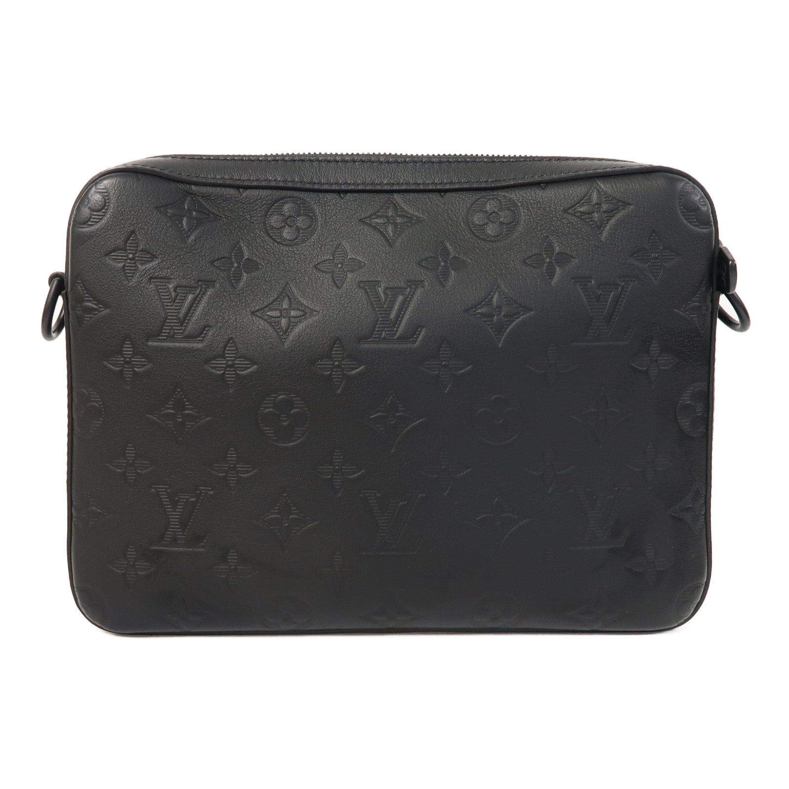 LOUIS VUITTON Monogram Empreinte Trio Messenger肩背袋黑色