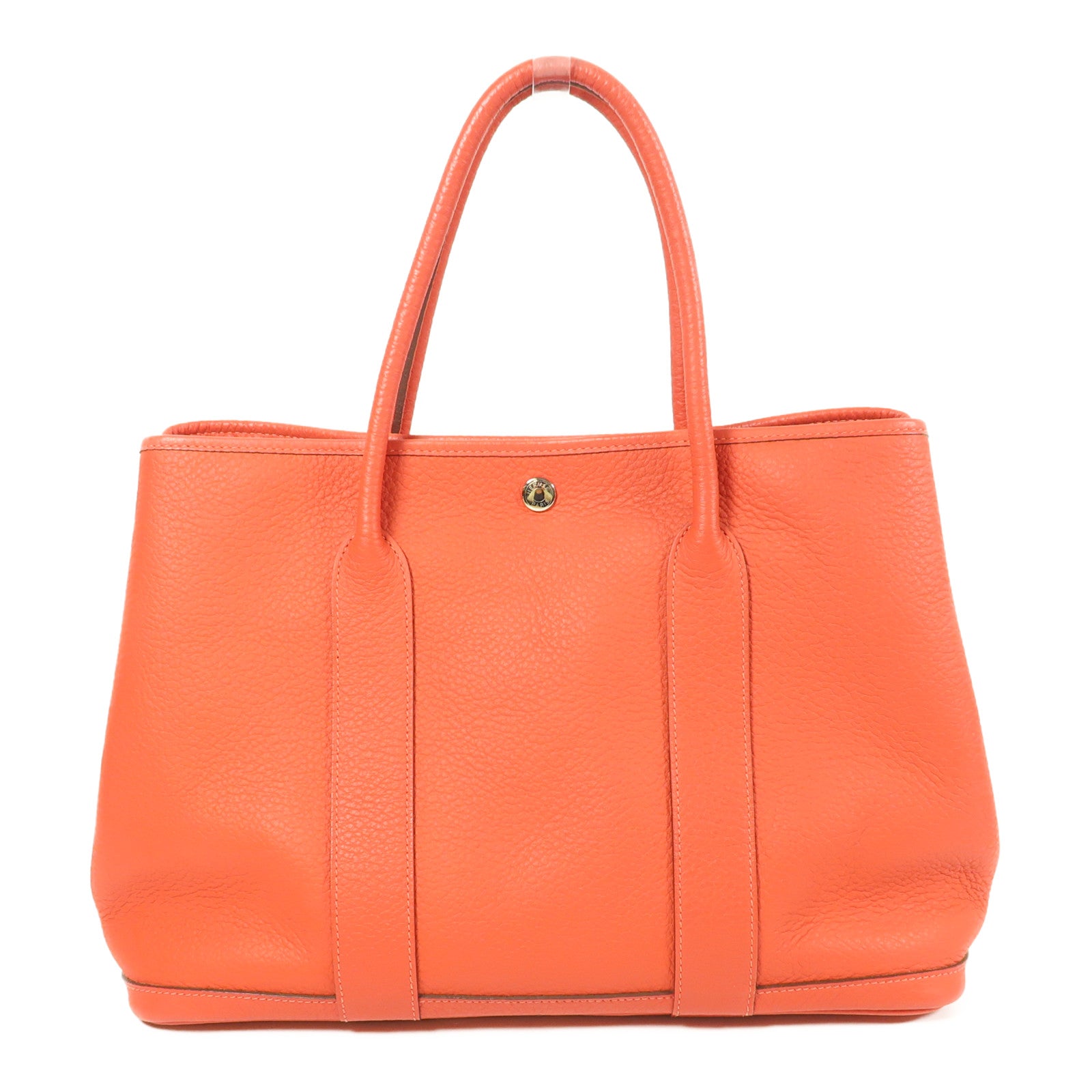 HERMES 【激減優惠】Country皮革Garden Party PM銀扣手挽袋Rouge Pivoine