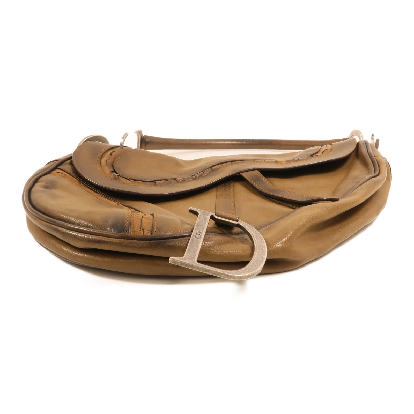 Dior 牛皮皮革Vintage Saddle Bag銀扣手挽袋