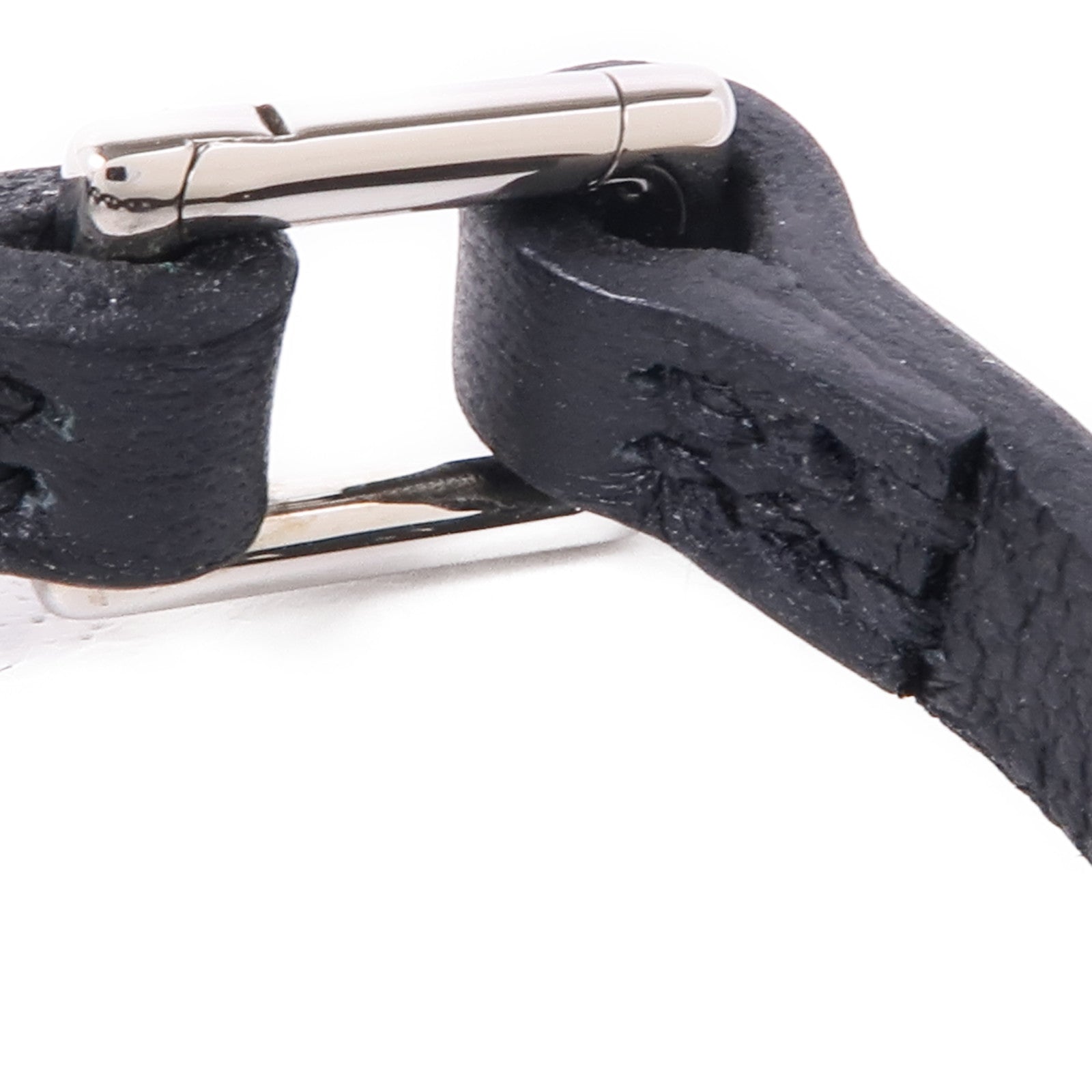 HERMES Swift皮革Bracelet銀扣手鐲Noir