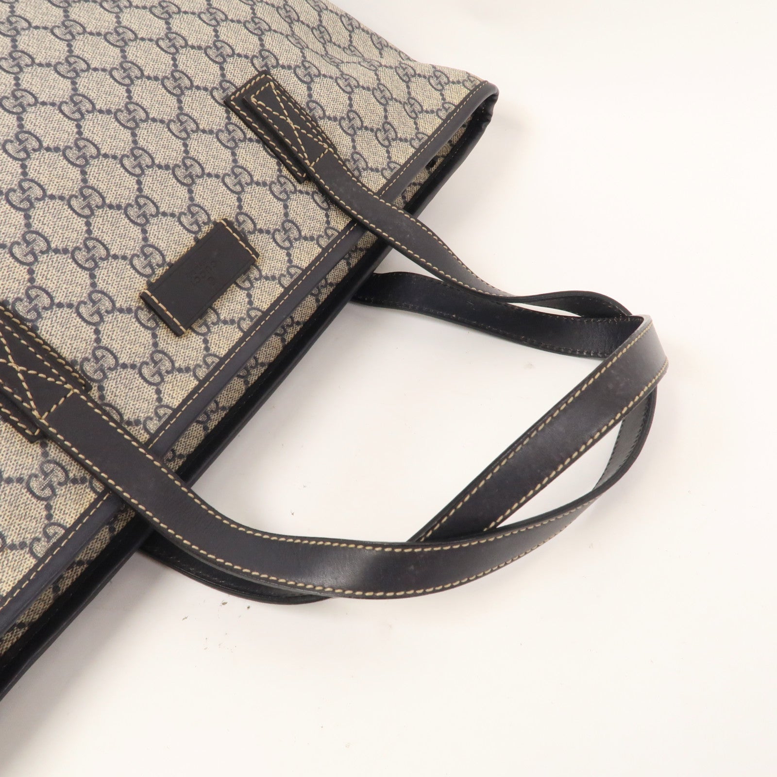 GUCCI 塗層帆布Tote Bag銀扣手挽袋藍色