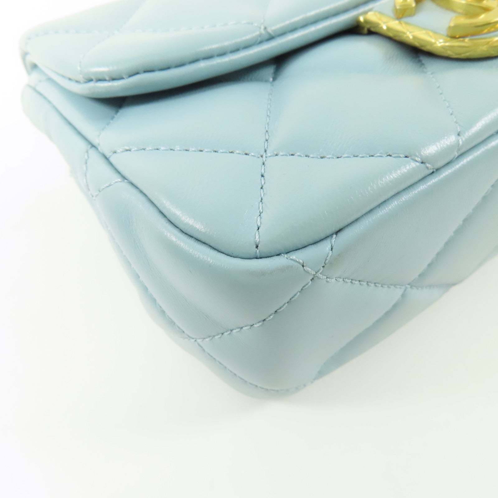 CHANEL 羊皮皮革Mini Flap Bag金扣鏈帶肩背袋