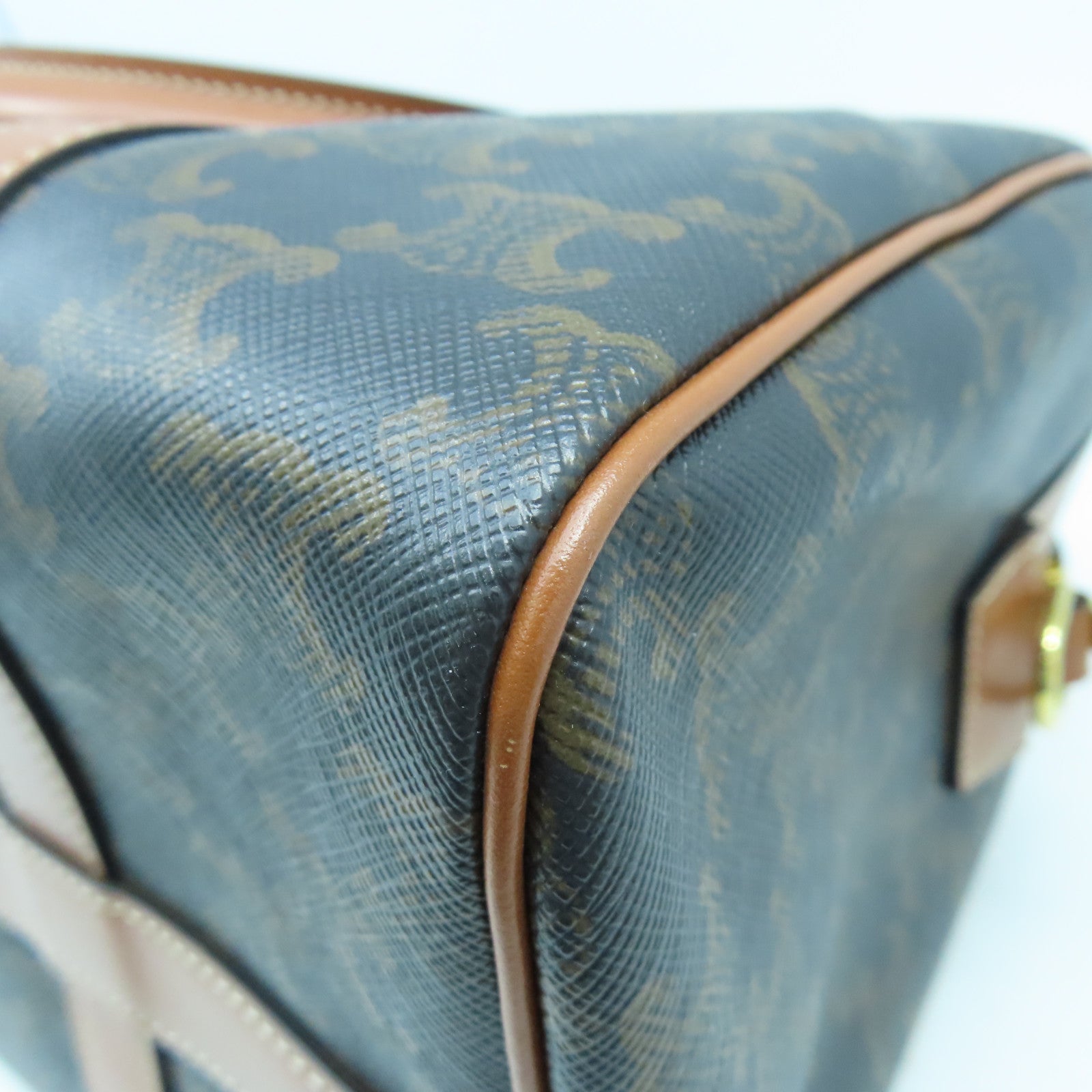 CELINE 塗層帆布Boston Bag Medium金扣手挽肩背兩用袋啡色