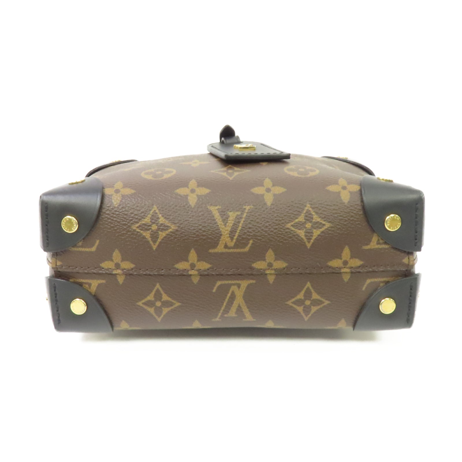 LOUIS VUITTON Monogram Petite Malle Souple金扣手挽肩背兩用袋棕色/黑色