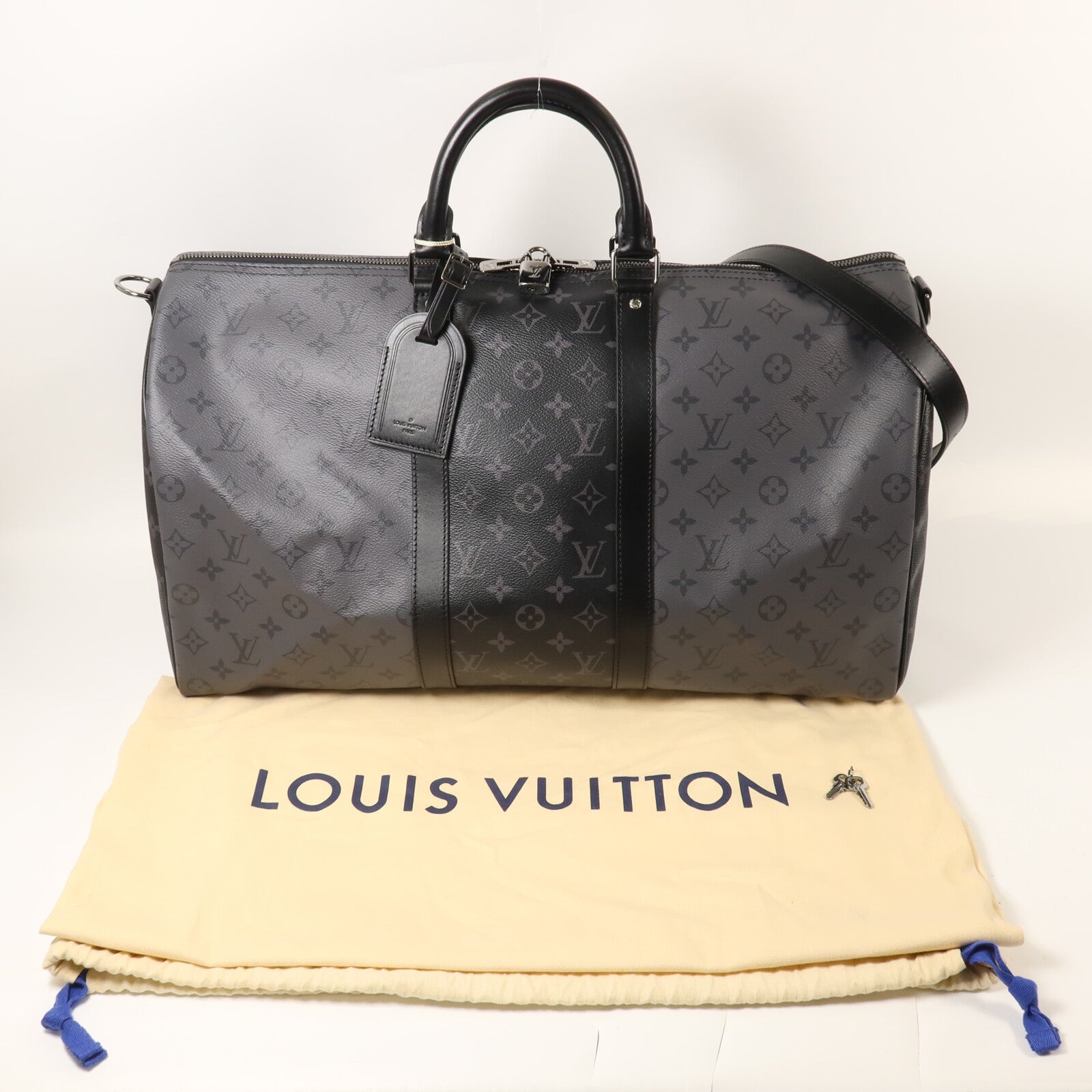 LOUIS VUITTON Monogram Eclipse Keepall Bandouliere 50手挽肩背兩用袋