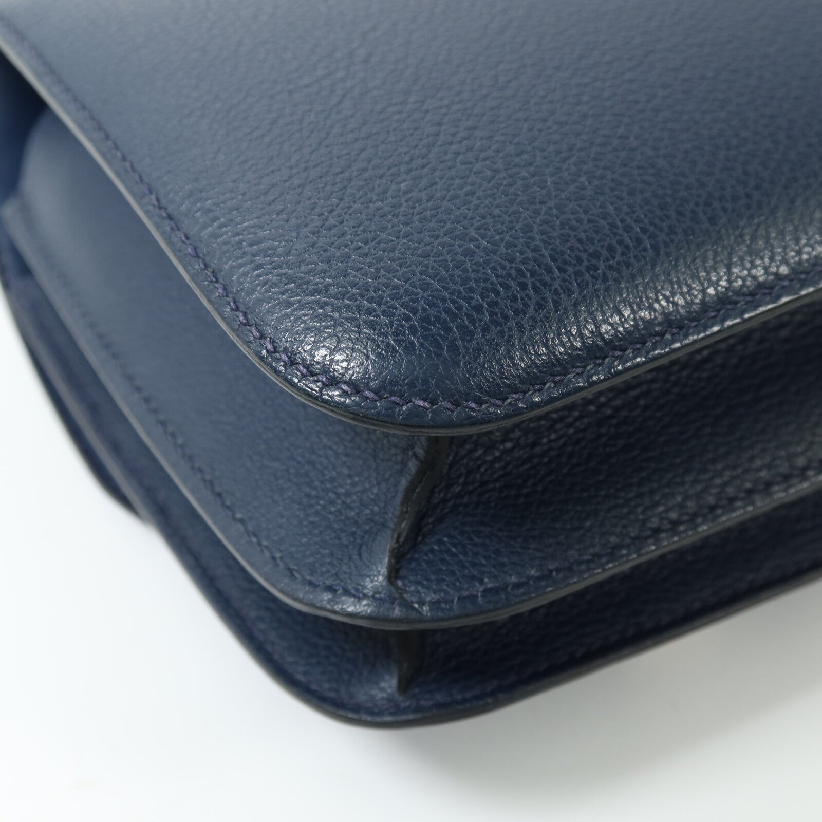 HERMES Evercolor皮革Constance Mini銀扣肩背袋Bleu de Malte