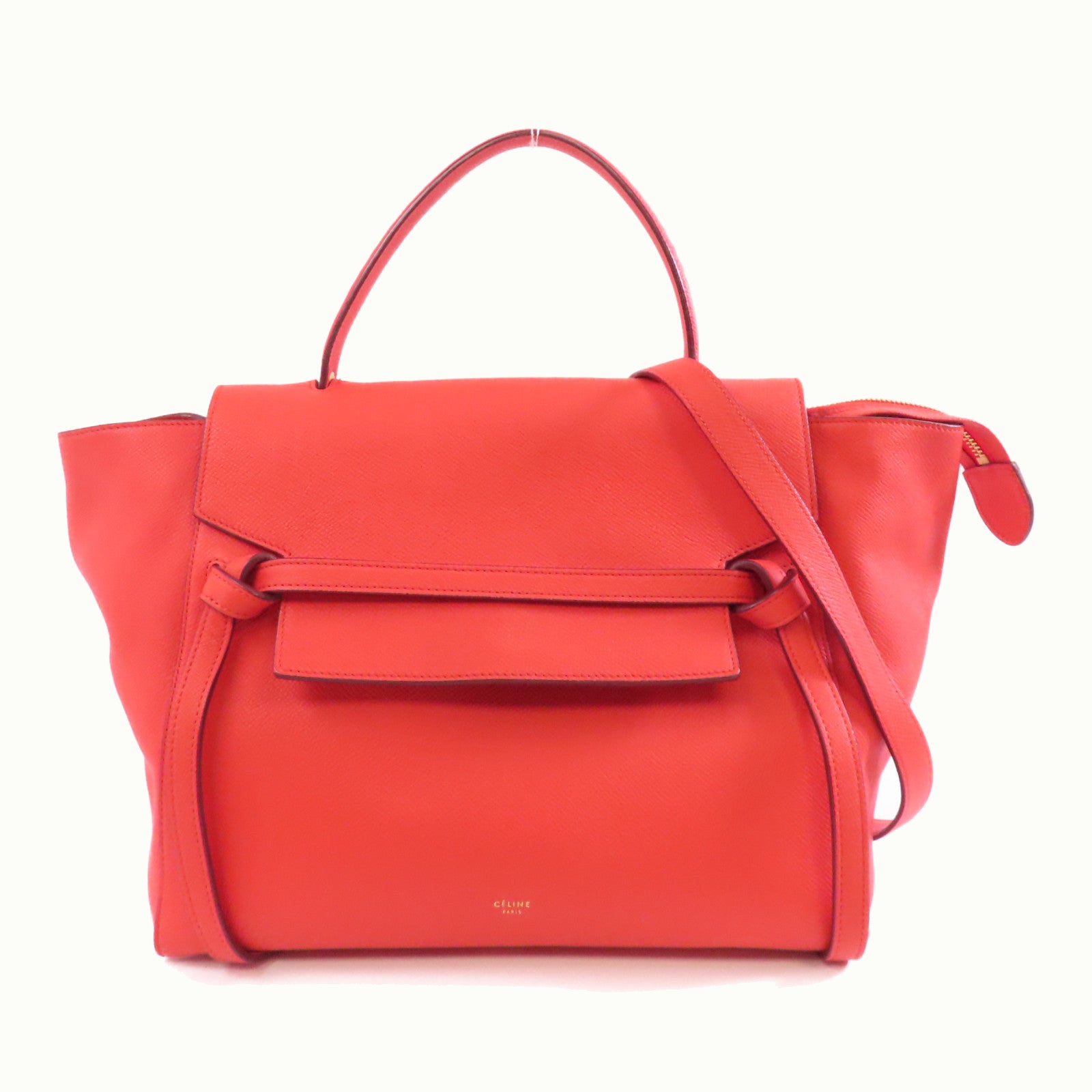 CELINE 牛皮皮革Belt Bag金扣手挽肩背兩用袋紅色