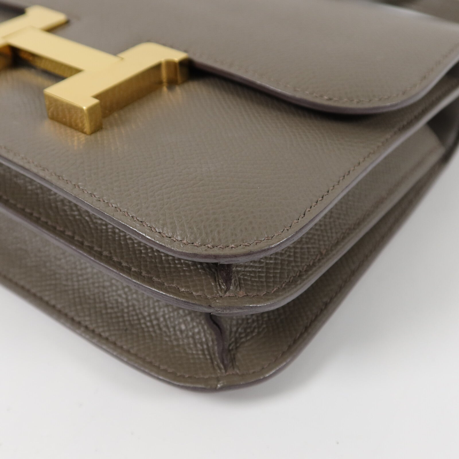 HERMES Epsom皮革Constance Mini肩背袋Gris Etain