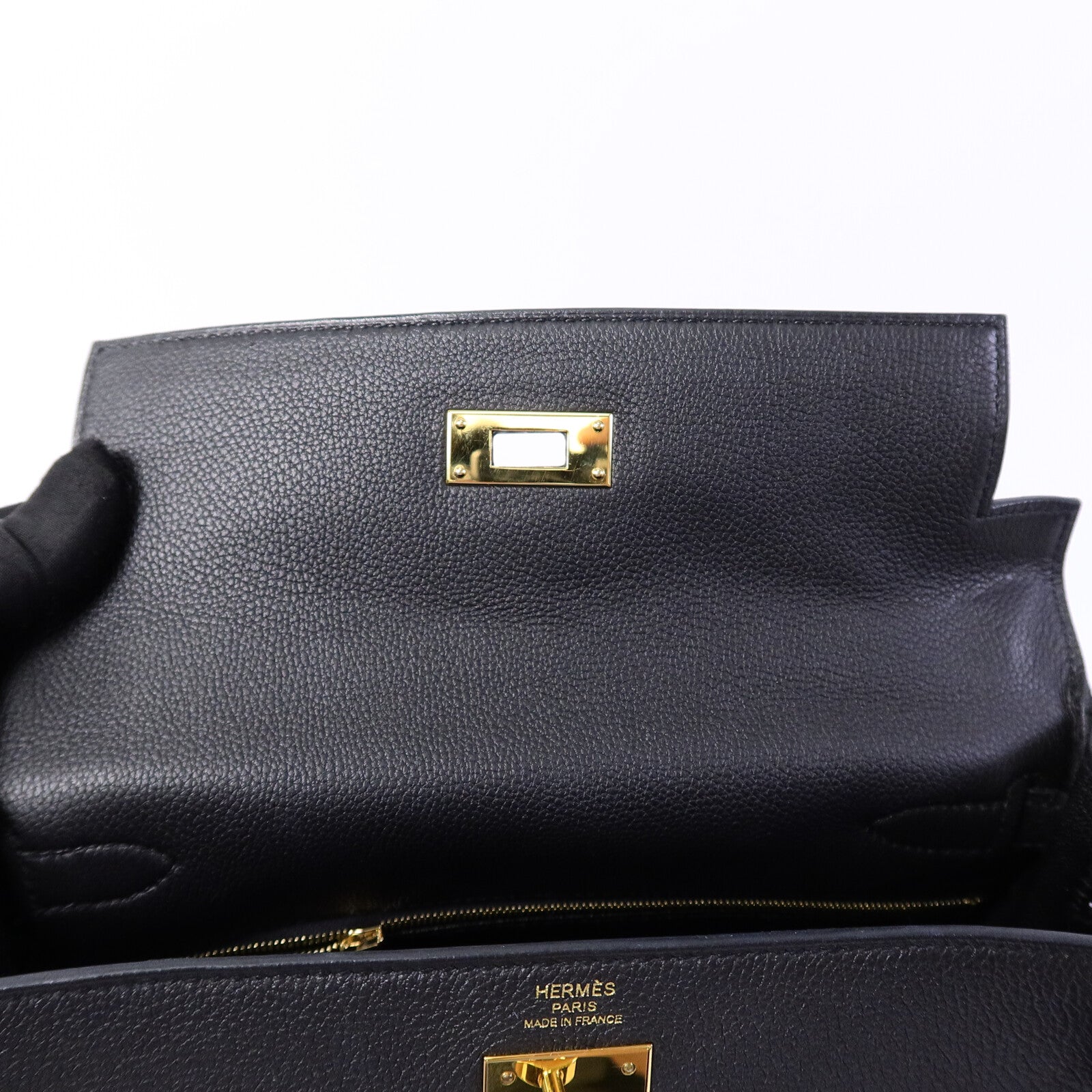 HERMES Togo皮革Kelly 28手挽肩背兩用袋Noir