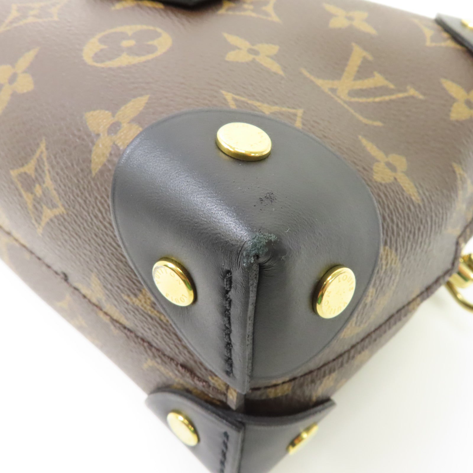 LOUIS VUITTON Monogram Petite Malle Souple金扣手挽肩背兩用袋棕色/黑色