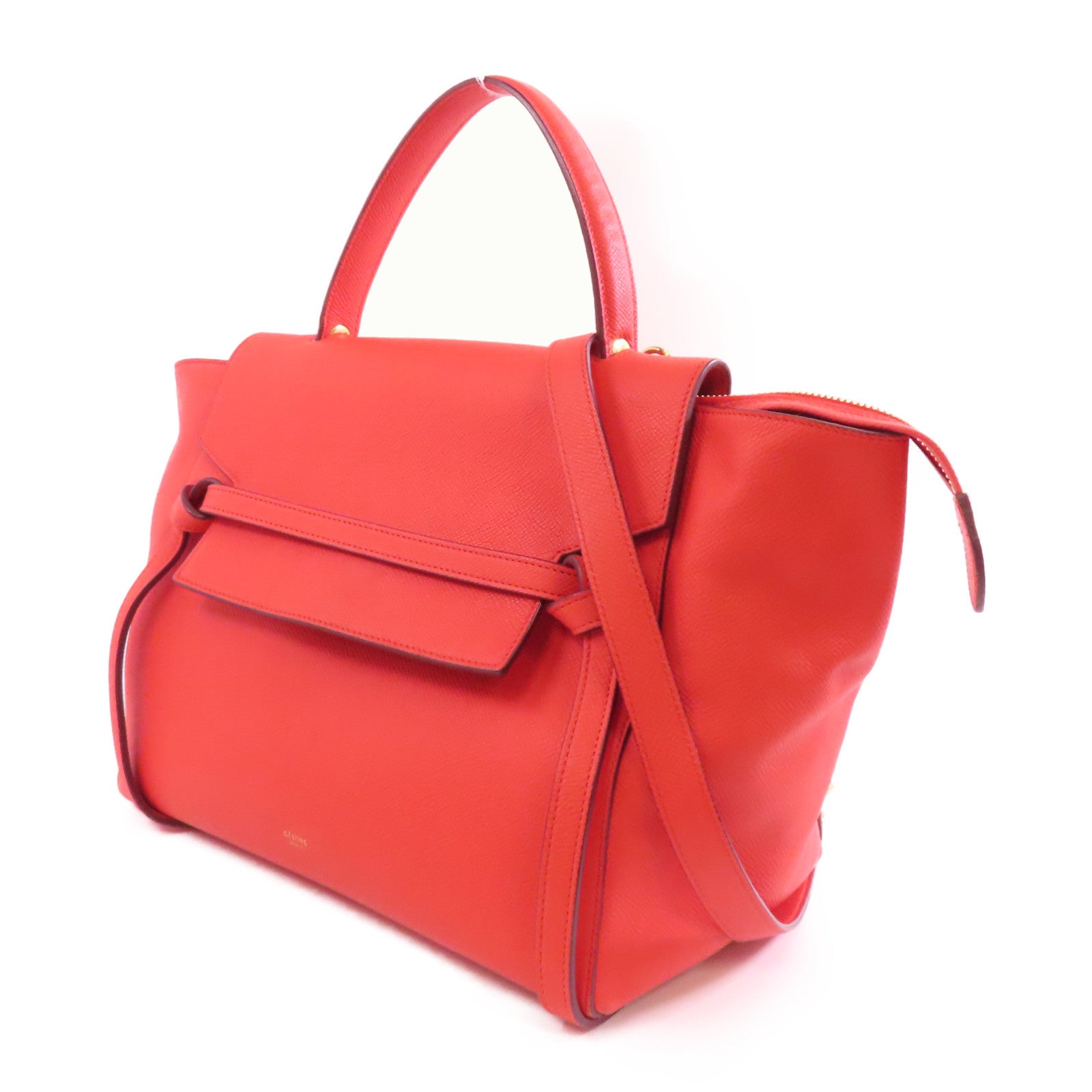 CELINE 牛皮皮革Belt Bag金扣手挽肩背兩用袋紅色