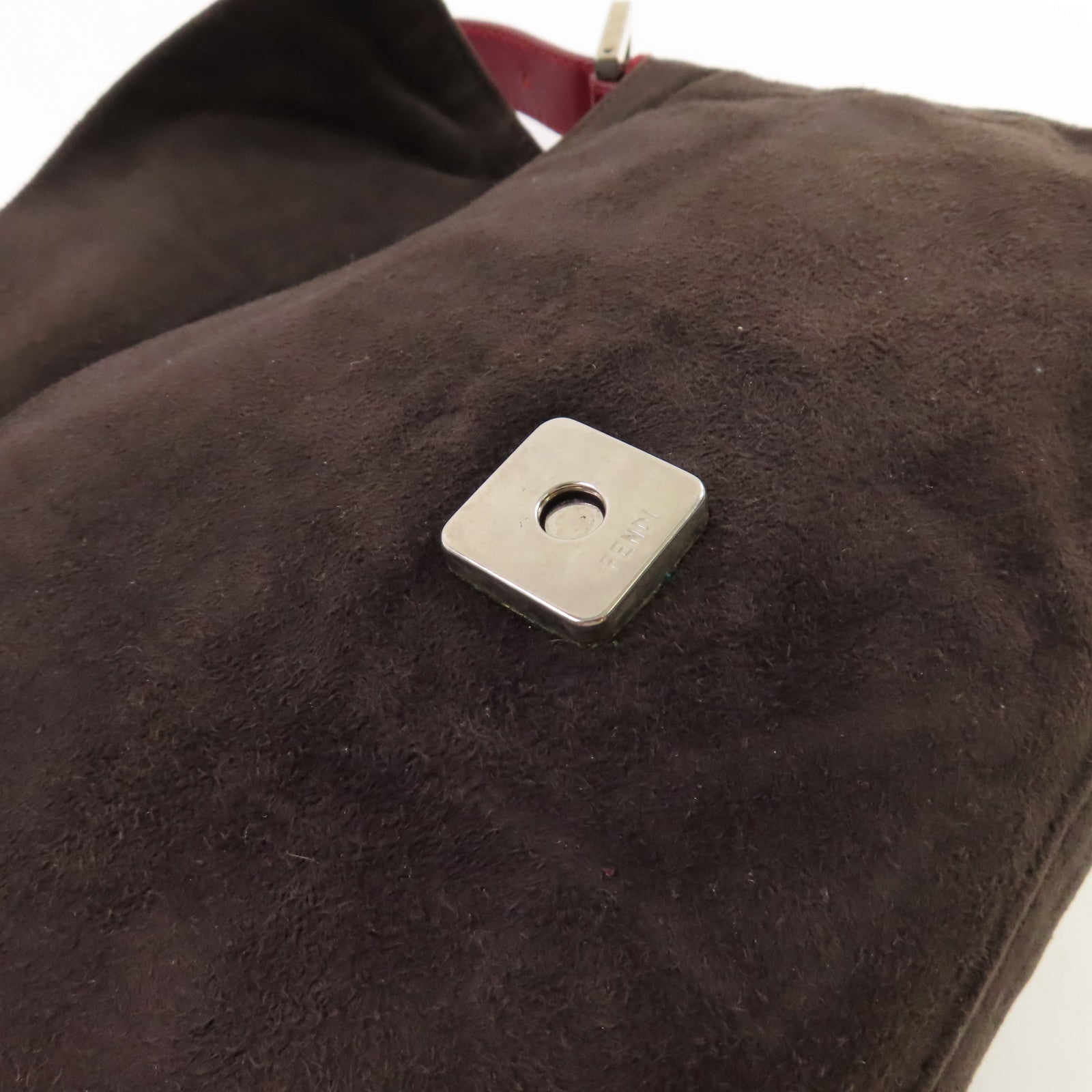 FENDI 麂皮皮革Mamma Bucke Hand Bag銀扣手挽袋啡色