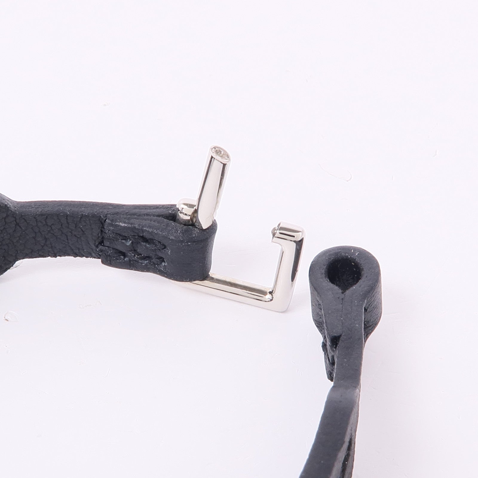 HERMES Swift皮革Bracelet銀扣手鐲Noir