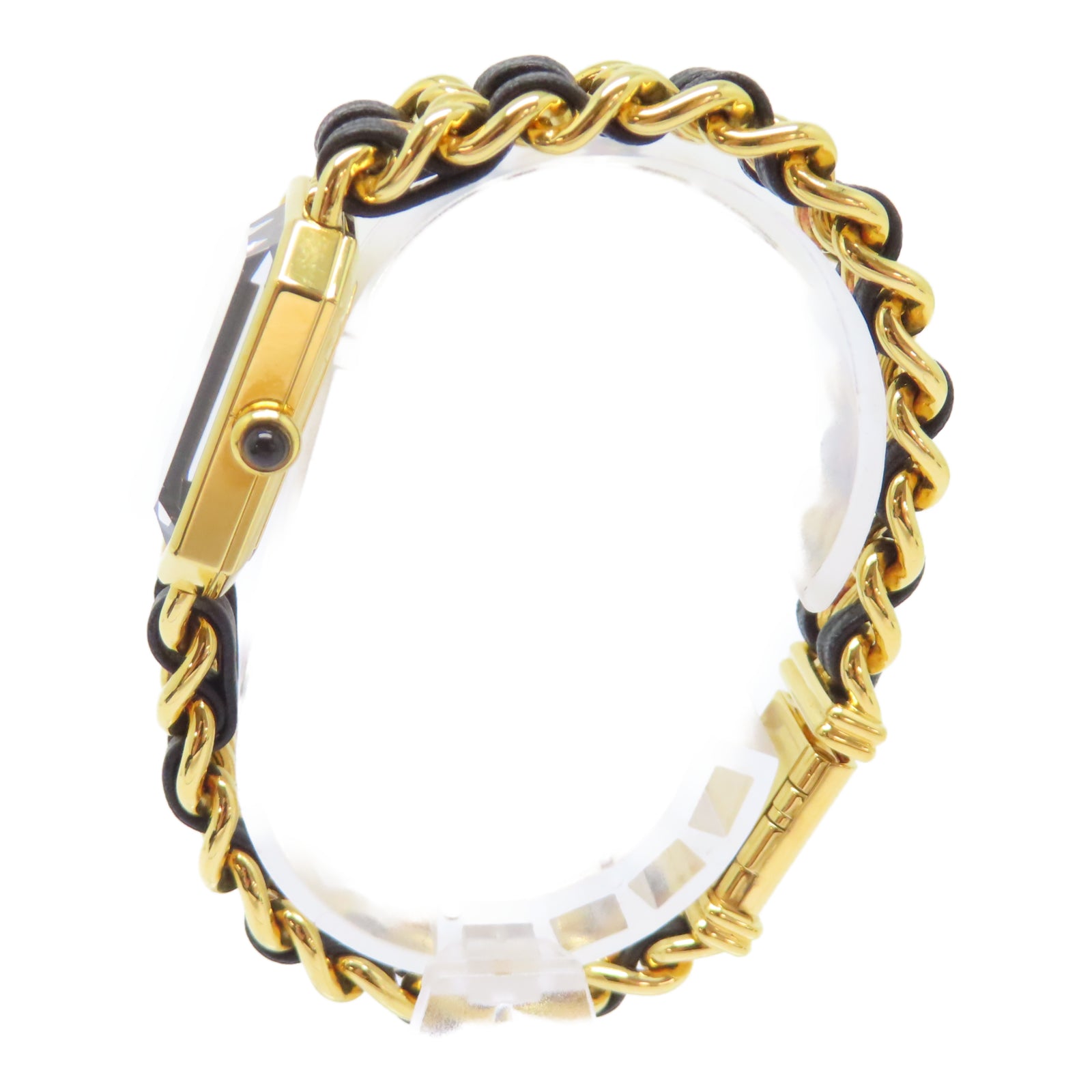 CHANEL Premiere鍍金/皮革帶手錶石英機芯黑色