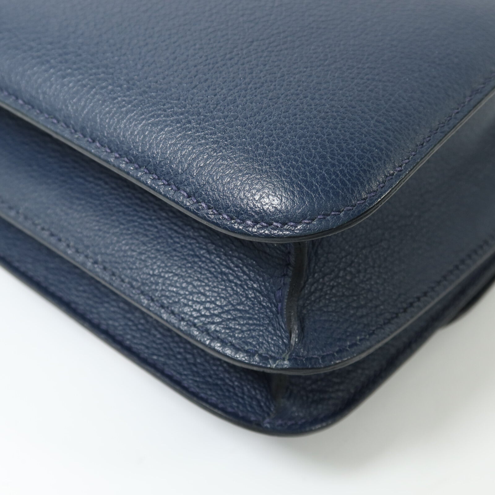 HERMES Evercolor皮革Constance Mini銀扣肩背袋Bleu de Malte