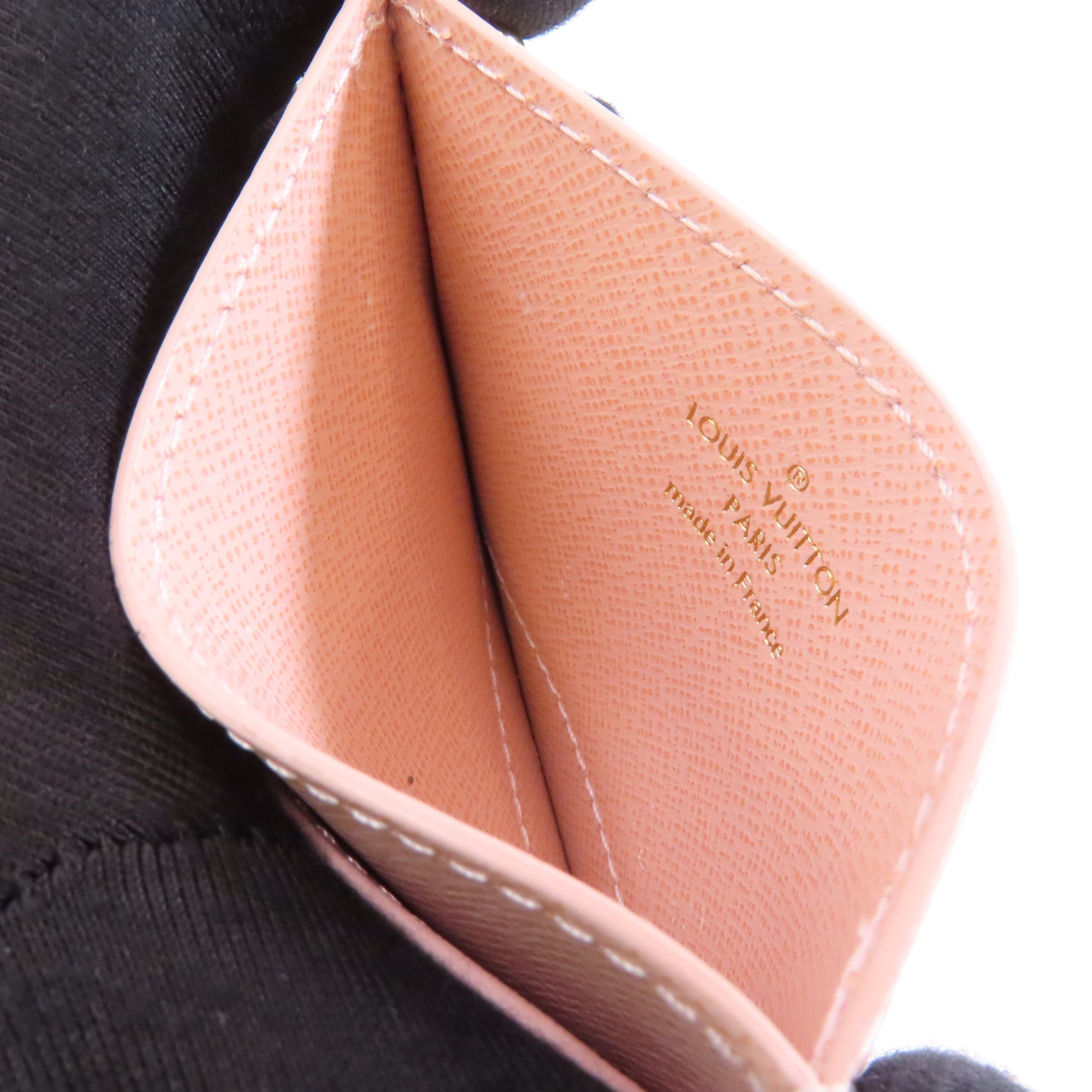 LOUIS VUITTON Monogram Card Case金扣卡片套棕色/粉紅色