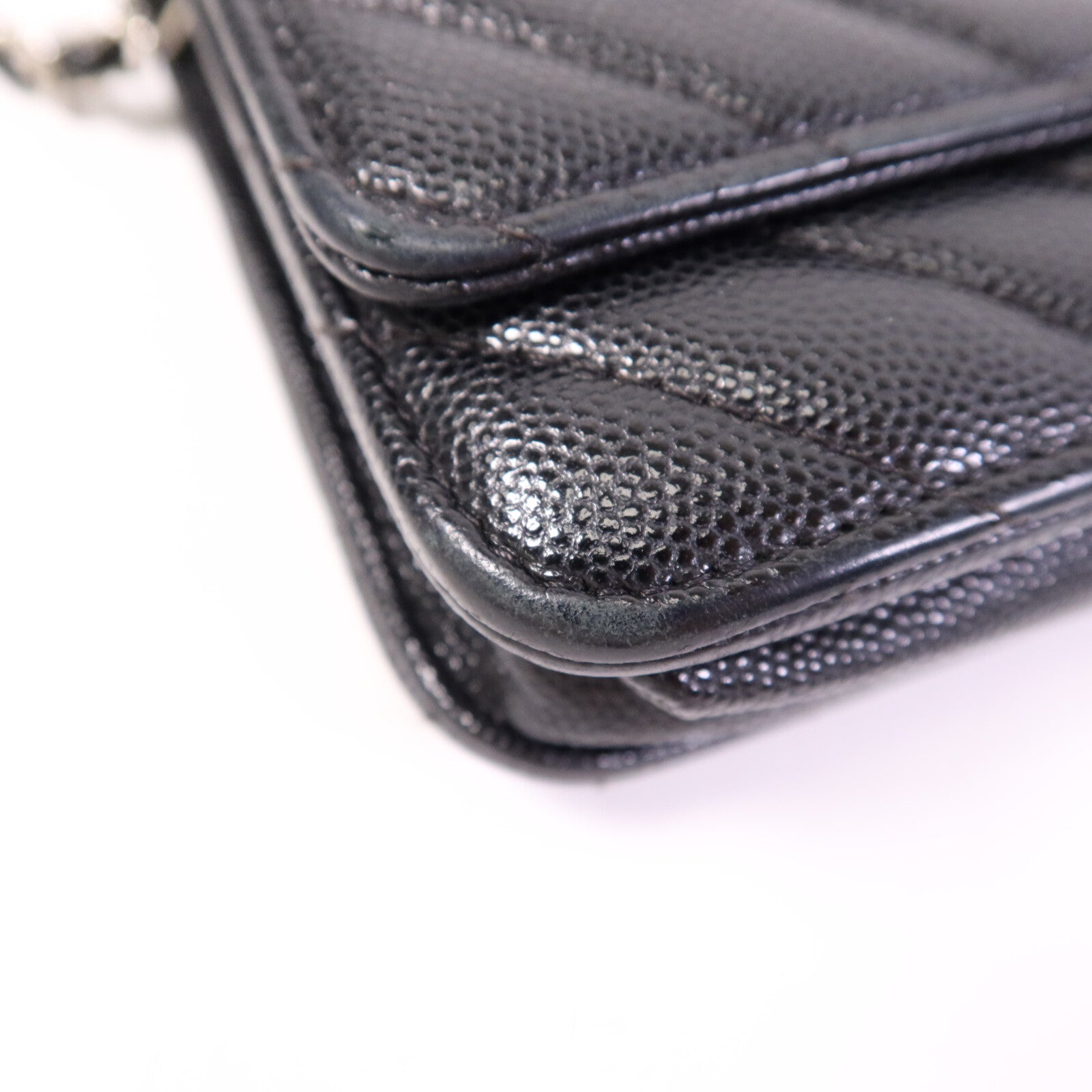 CHANEL 牛皮皮革WOC Wallet On Chain銀扣鏈帶肩背袋