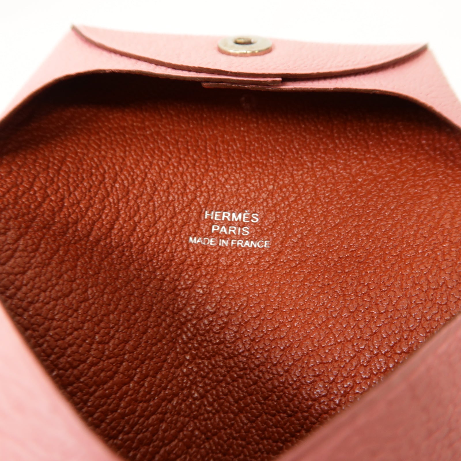 HERMES 【激減優惠】Chevre皮革Coin Case銀扣零錢包Rose Sakura粉紅色