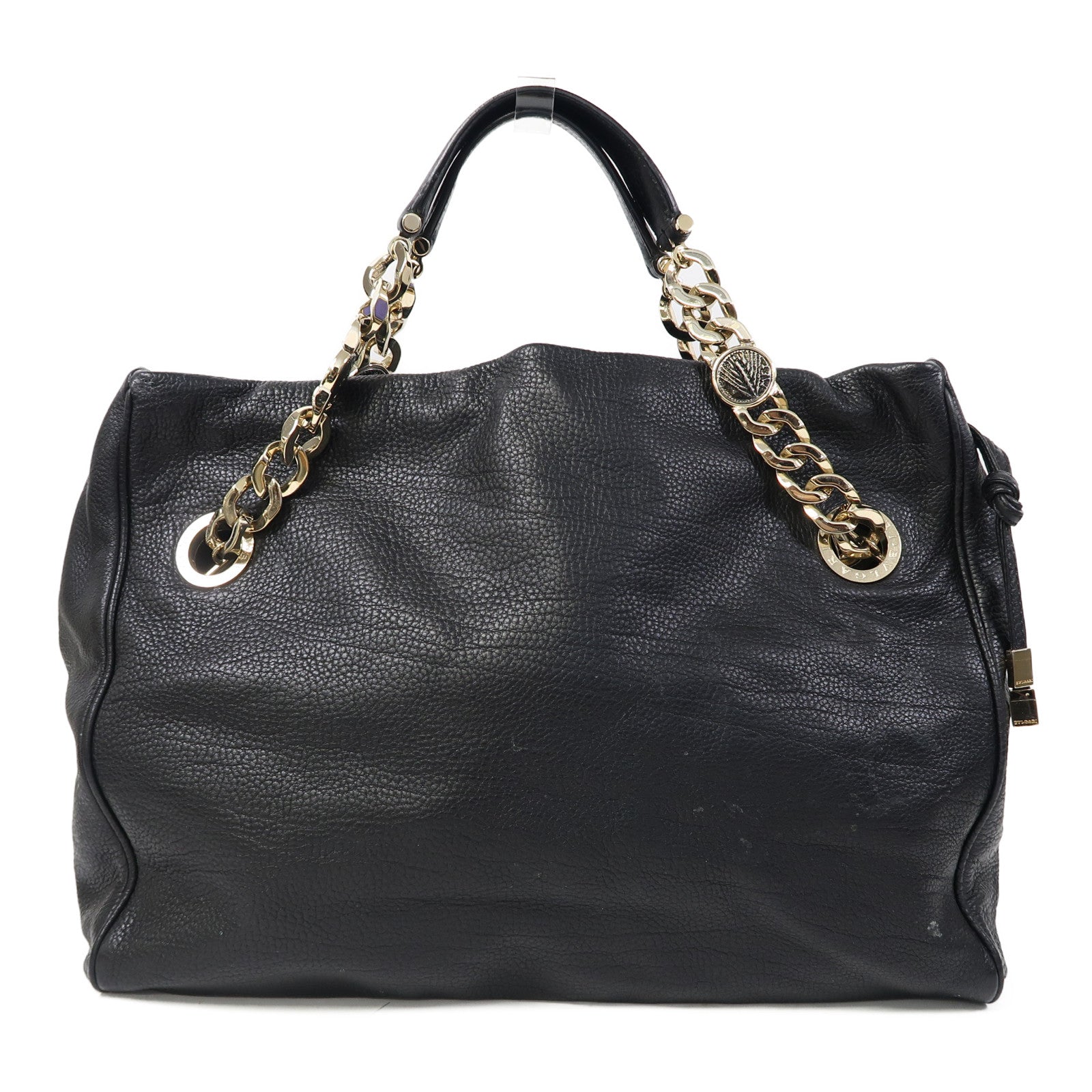 BVLGARI (PRICE DOWN) GHW Monete 2 Way Shoulder Bag Leather Black