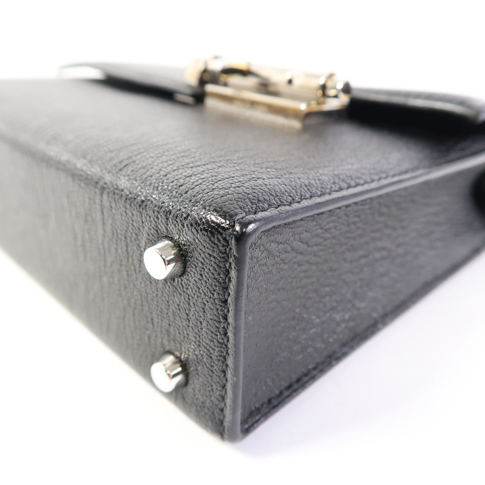 HERMES Chevre皮革Mini Verrou銀扣鏈帶肩背袋