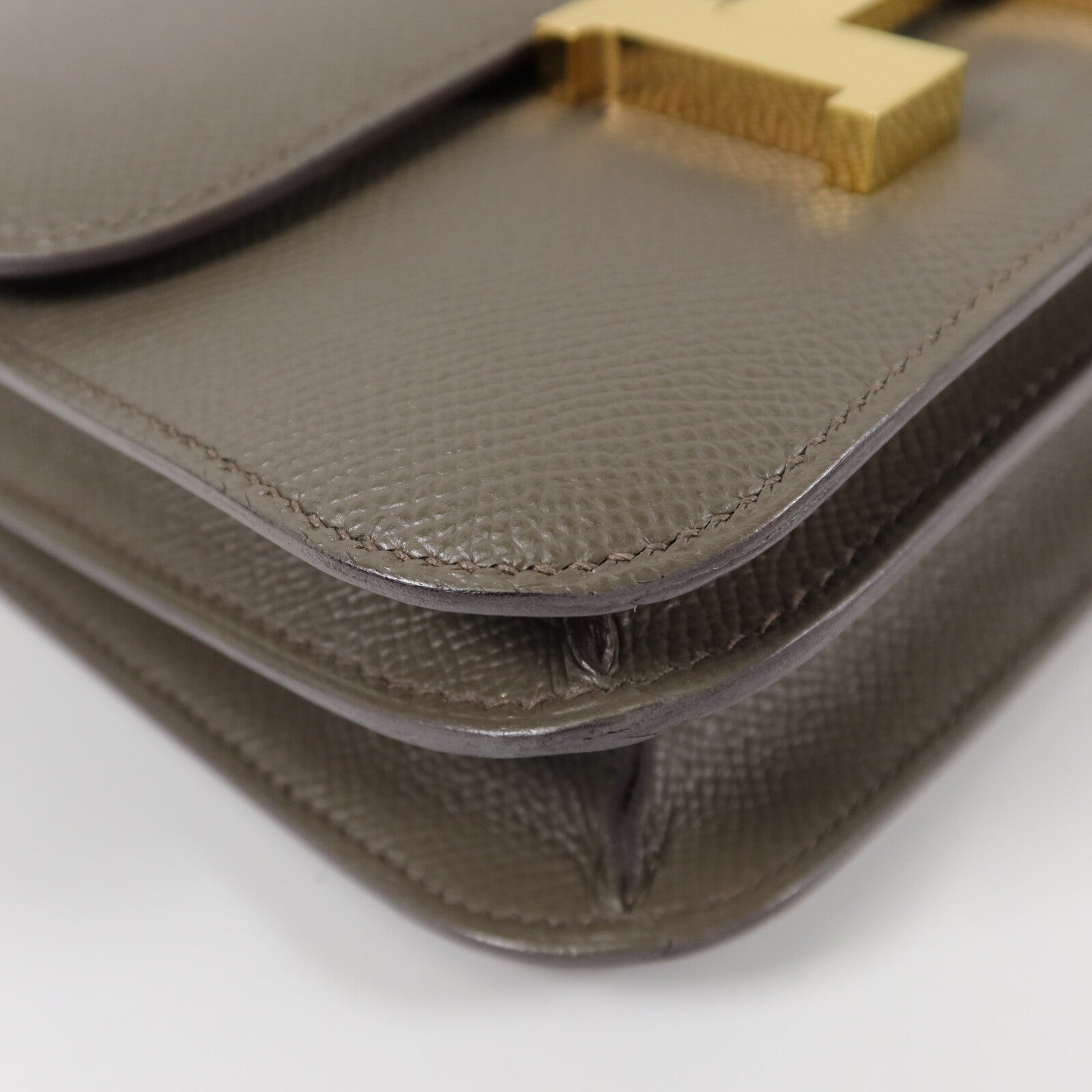 HERMES Epsom皮革Constance Mini肩背袋Gris Etain