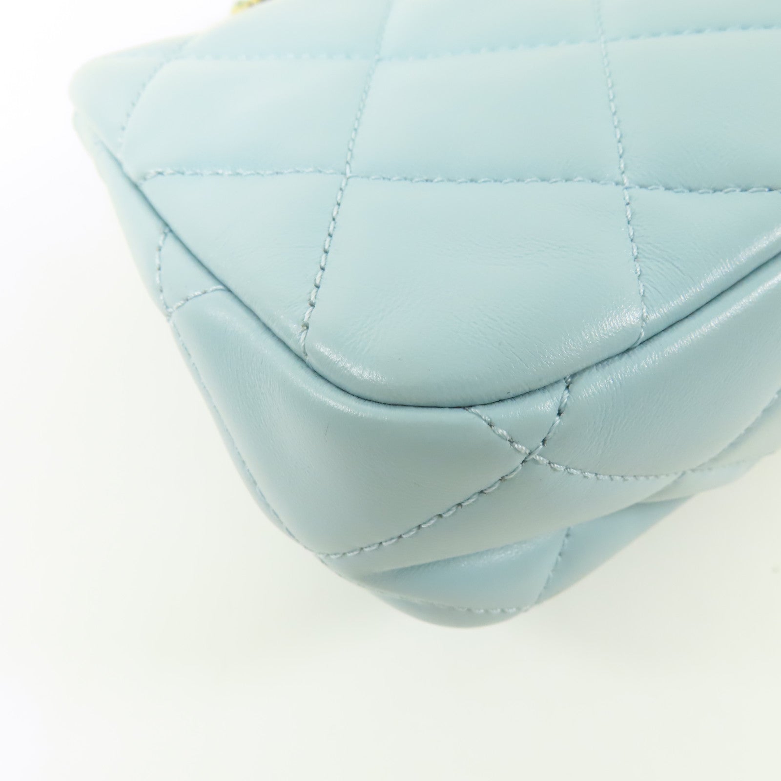 CHANEL CC GHW Mini Flap Bag Chain Shoulder Bag AS3473 Lambskin Leather Blue