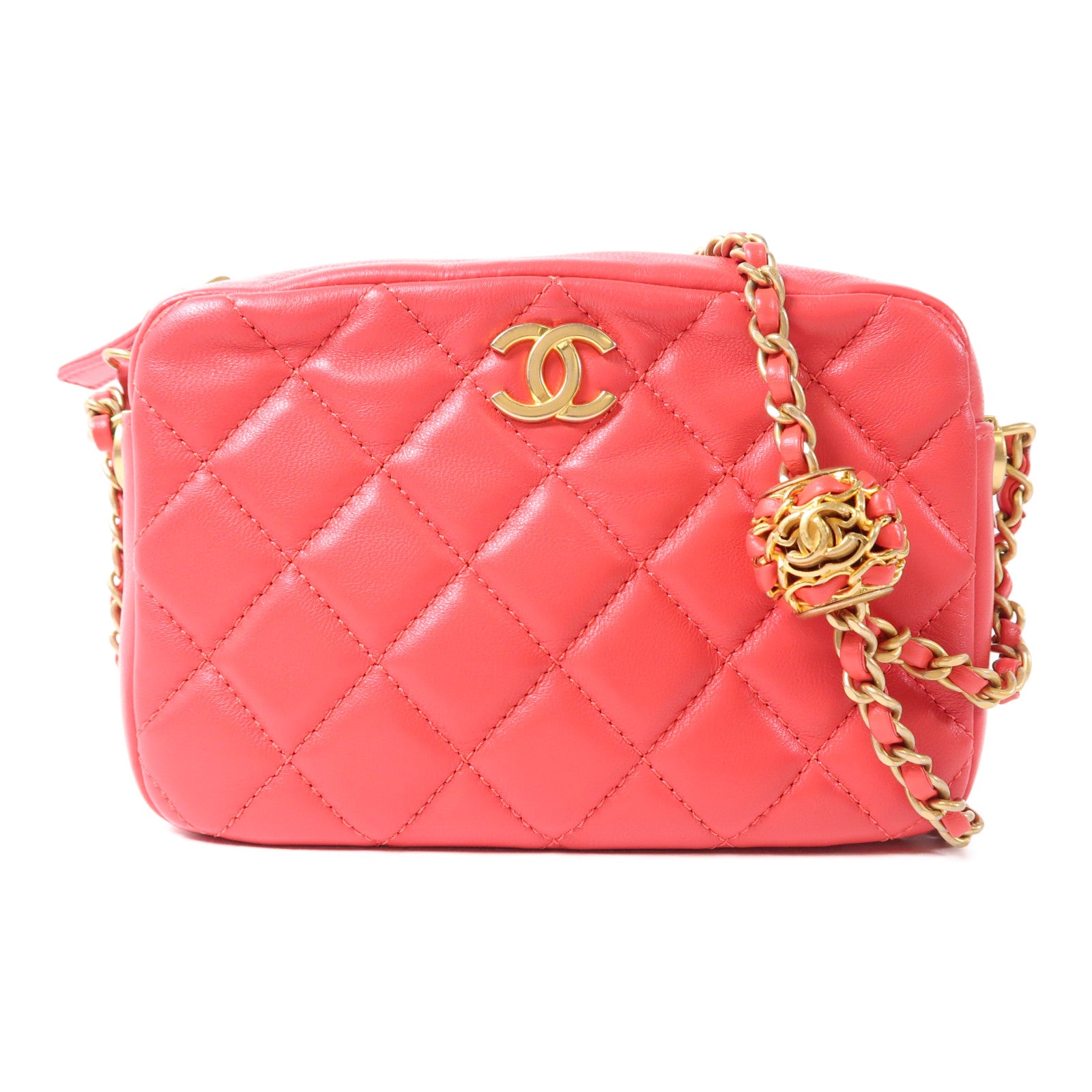 CHANEL 羊皮皮革Chain Shoulder金扣鏈帶肩背袋