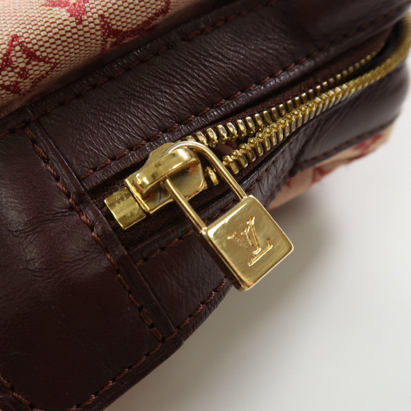 LOUIS VUITTON Monogram Mini Josephine PM金扣手挽袋粉紅色