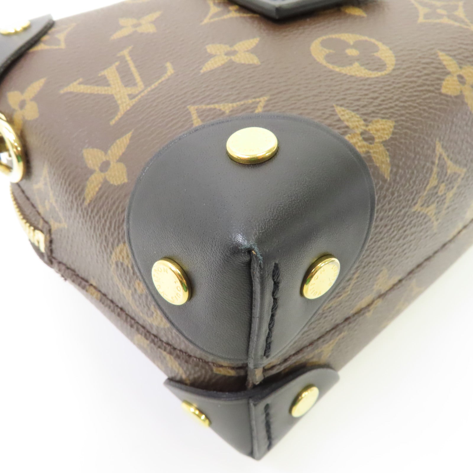 LOUIS VUITTON Monogram Petite Malle Souple金扣手挽肩背兩用袋棕色/黑色