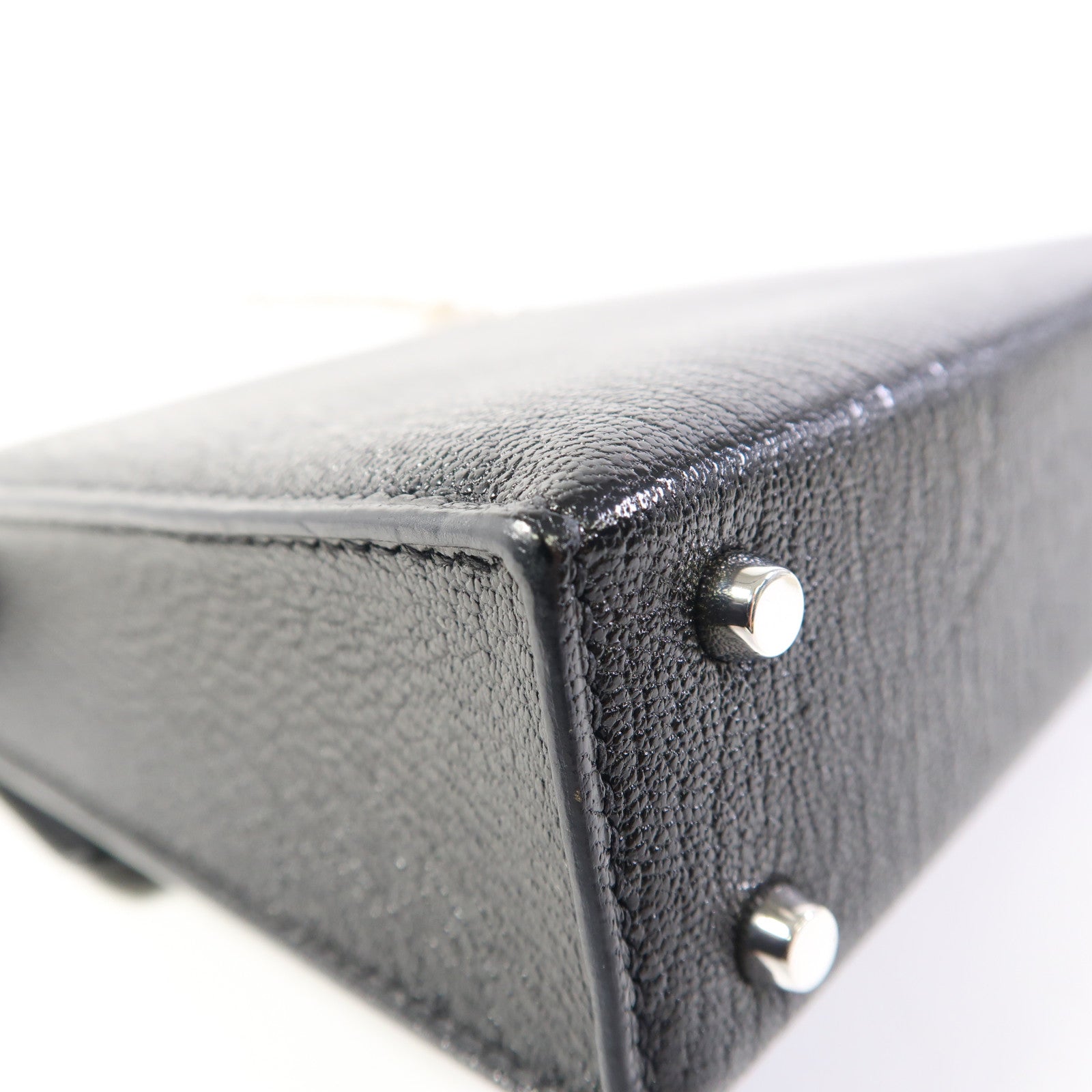 HERMES Chevre皮革Mini Verrou銀扣鏈帶肩背袋