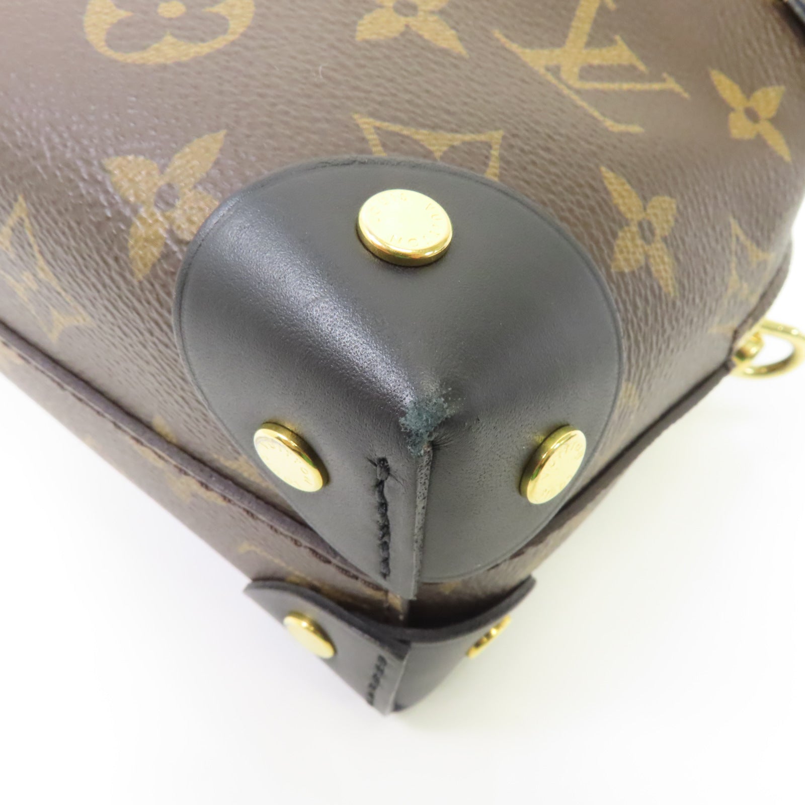 LOUIS VUITTON Monogram Petite Malle Souple金扣手挽肩背兩用袋棕色/黑色