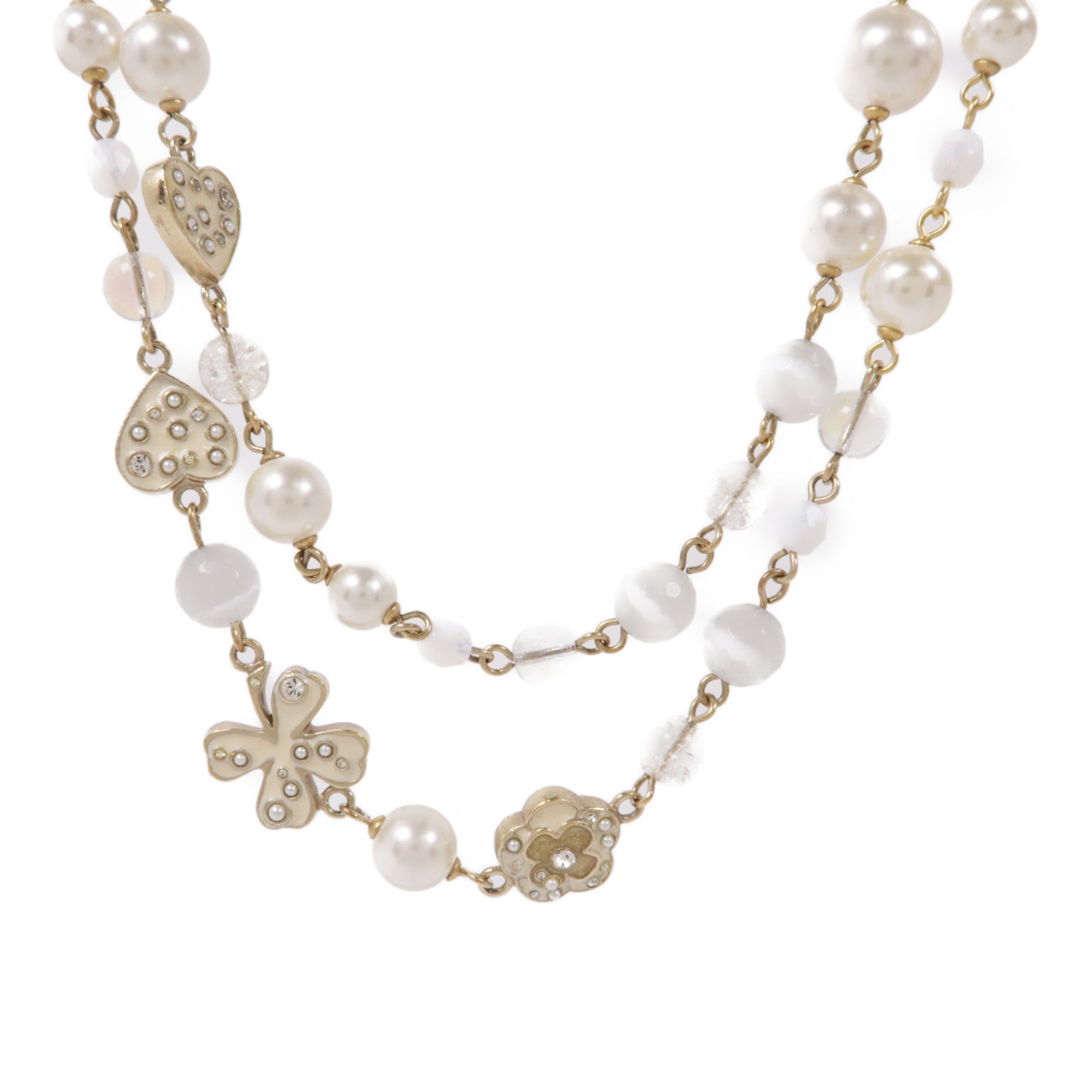 CHANEL PVC/金屬Necklace項鍊白色/金色