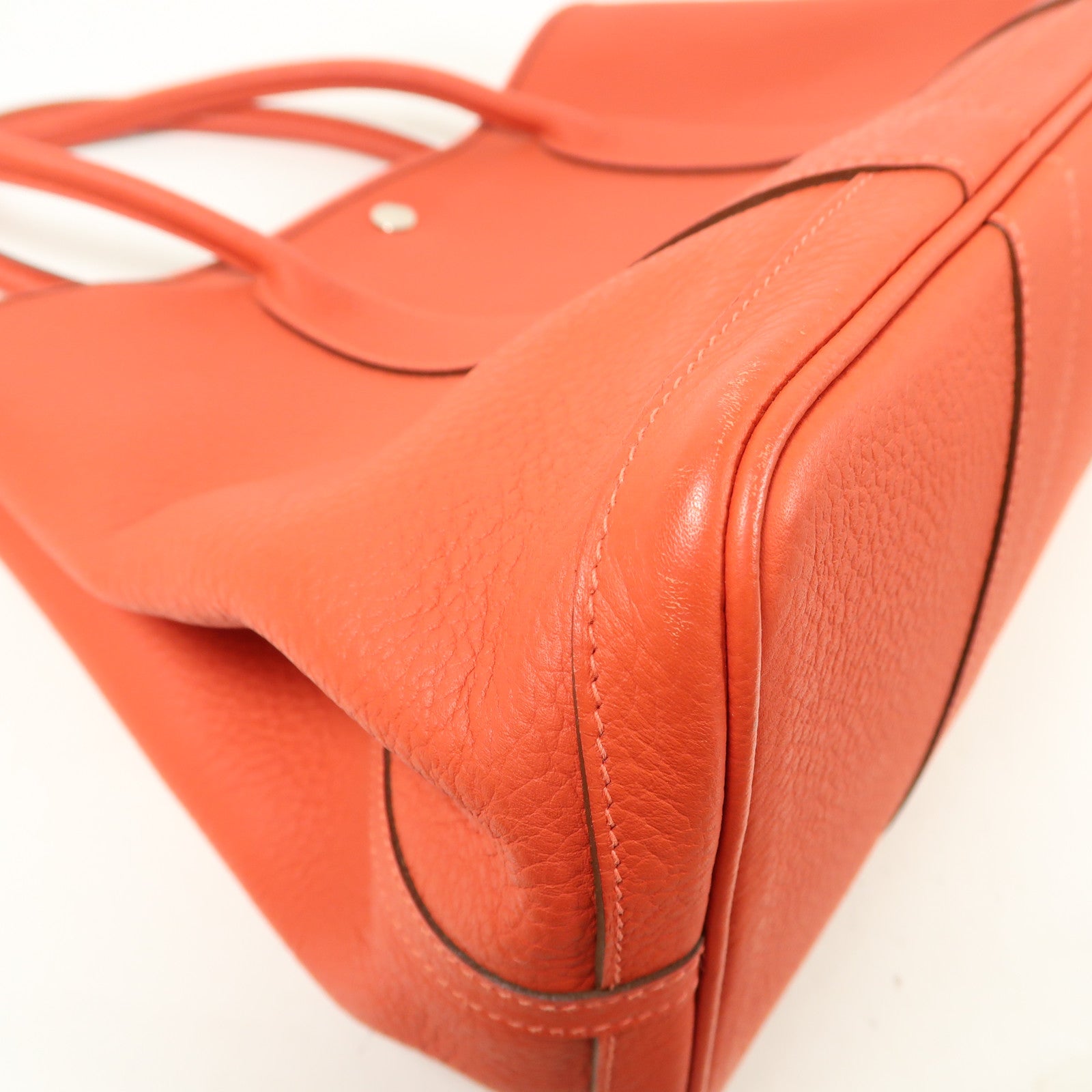 HERMES 【激減優惠】Country皮革Garden Party PM銀扣手挽袋Rouge Pivoine