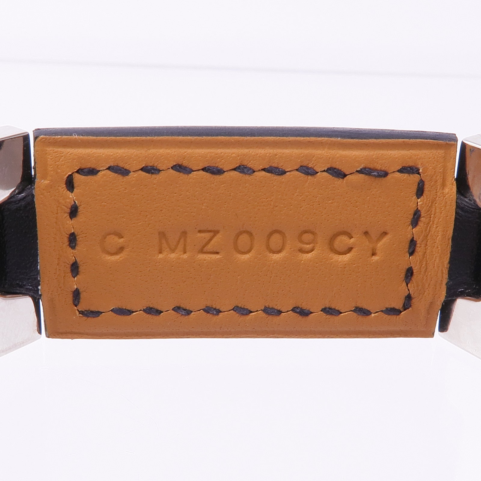 HERMES 皮革Bracelet銀扣手帶Noir