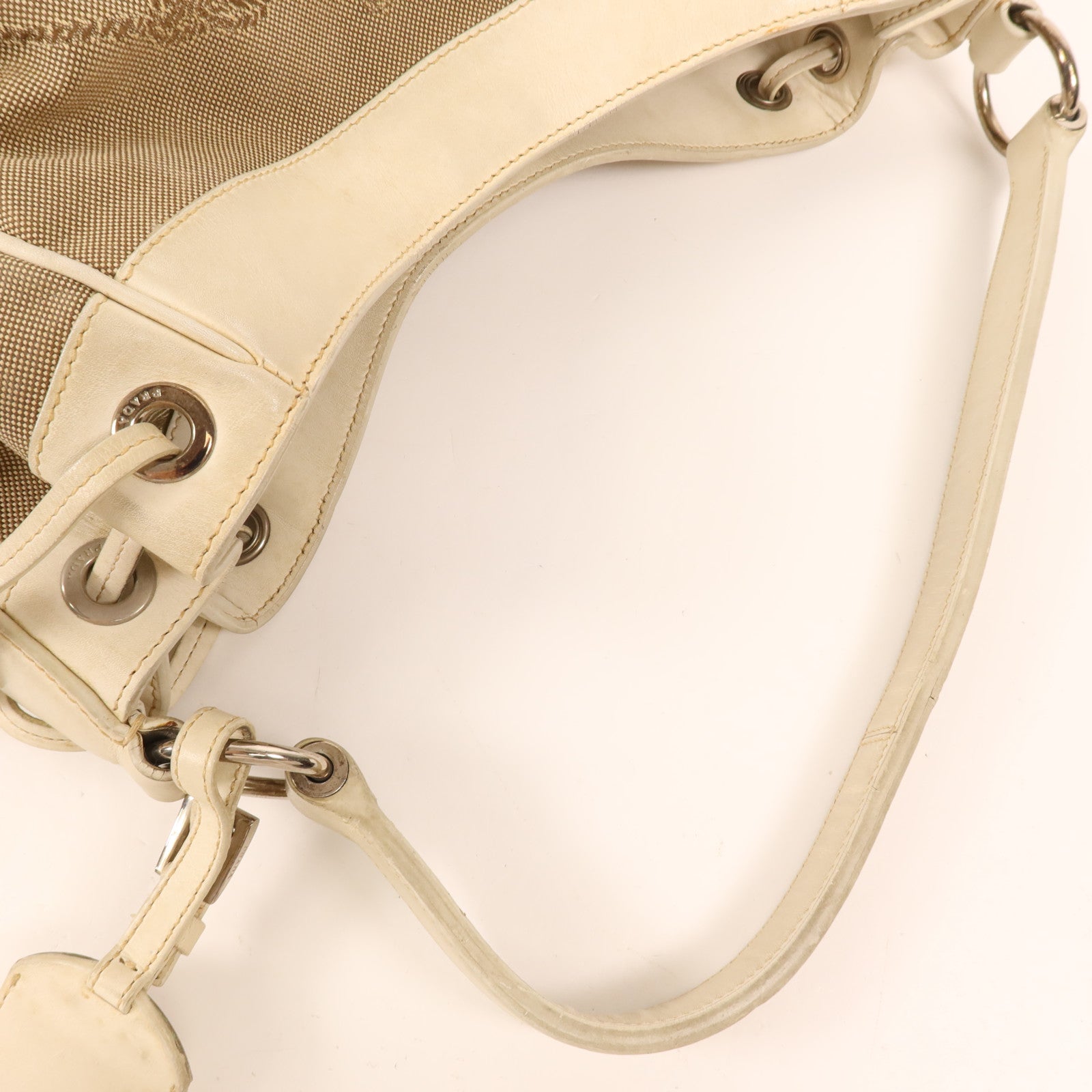 PRADA 帆布Shoulder Bag銀扣肩背袋