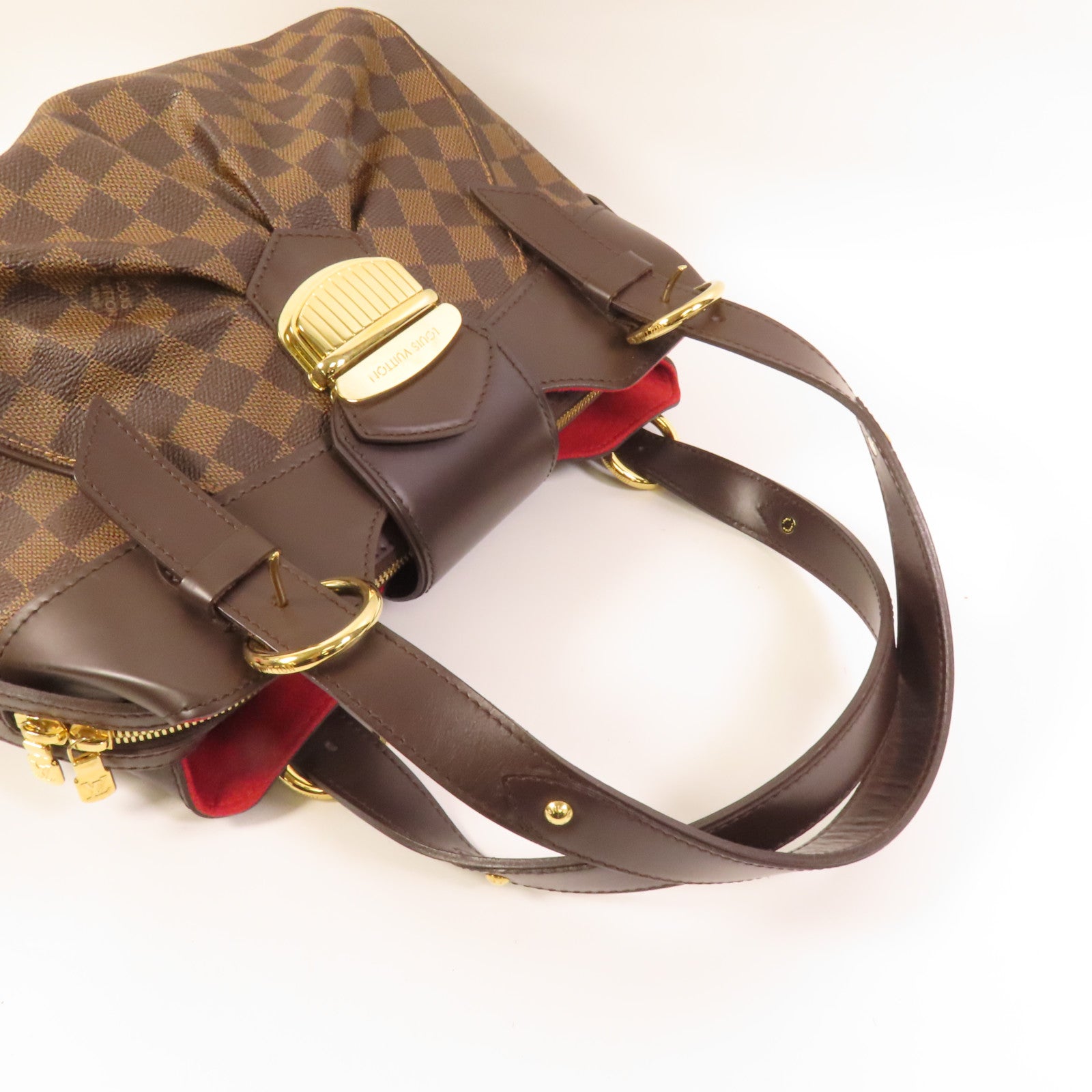 LOUIS VUITTON Damier Sistina PM金扣手挽袋