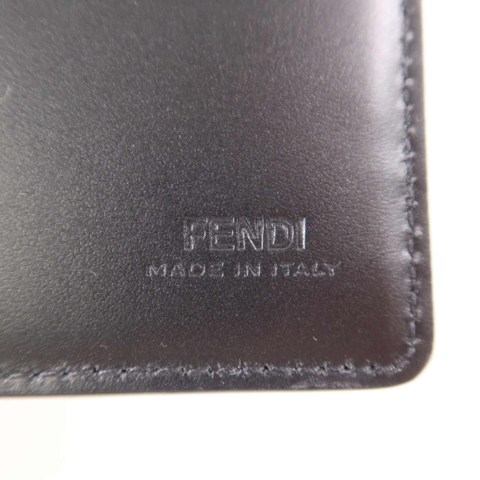 FENDI SHW Shadow Card Case Calfskin Leather Black