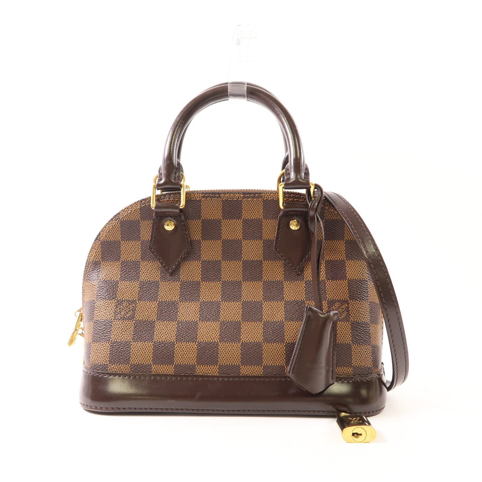 LOUIS VUITTON Damier Alma BB金扣手挽肩背兩用袋棕色