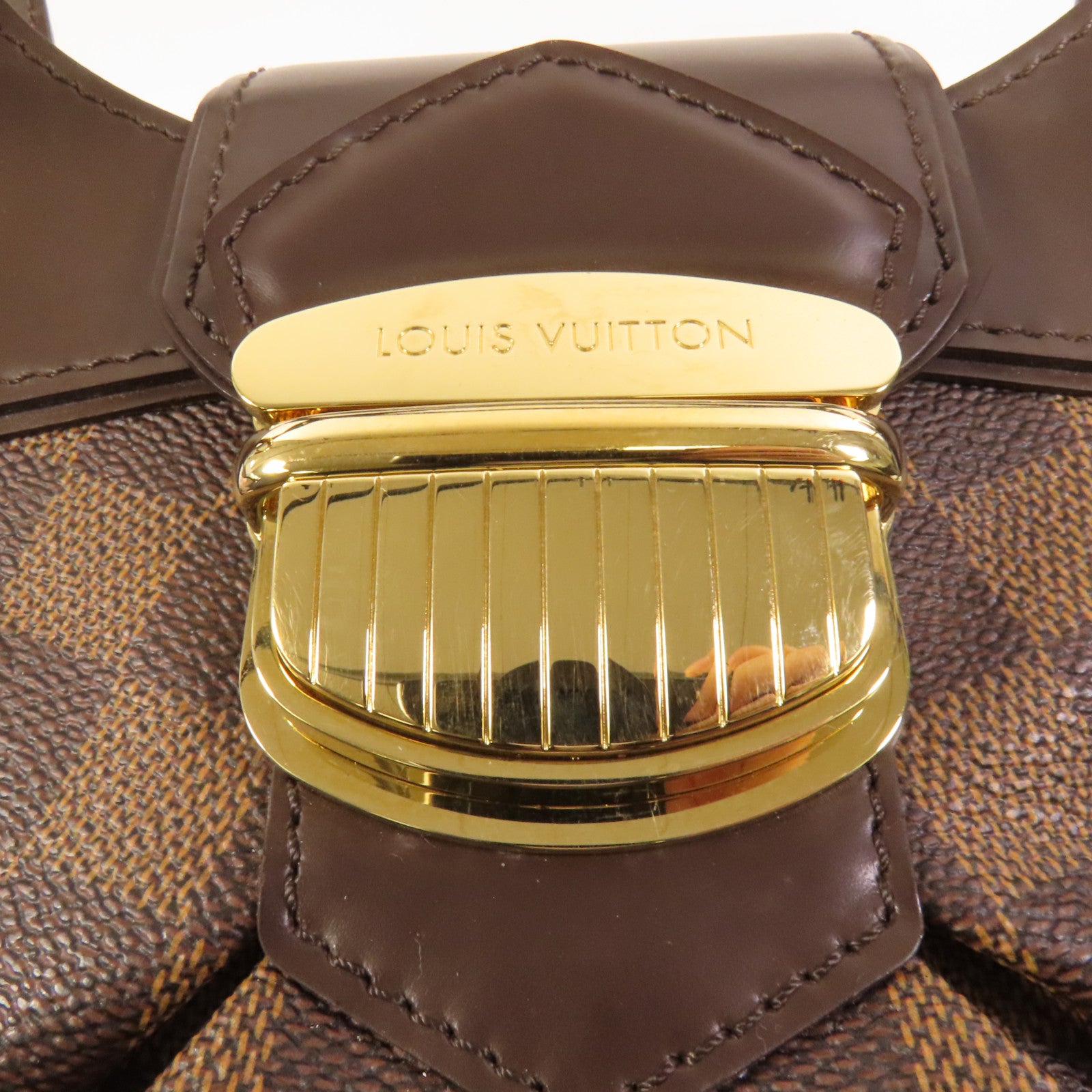 LOUIS VUITTON Damier Sistina PM金扣手挽袋
