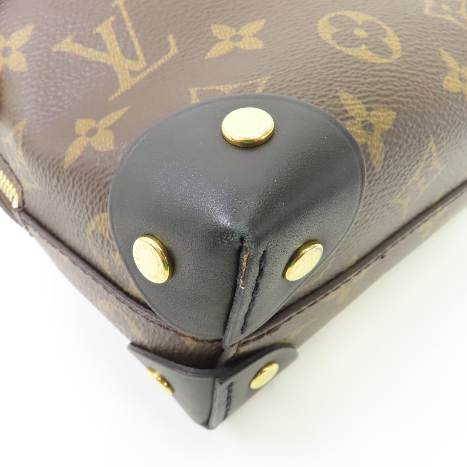 LOUIS VUITTON Monogram Petite Malle Souple金扣手挽肩背兩用袋棕色/黑色