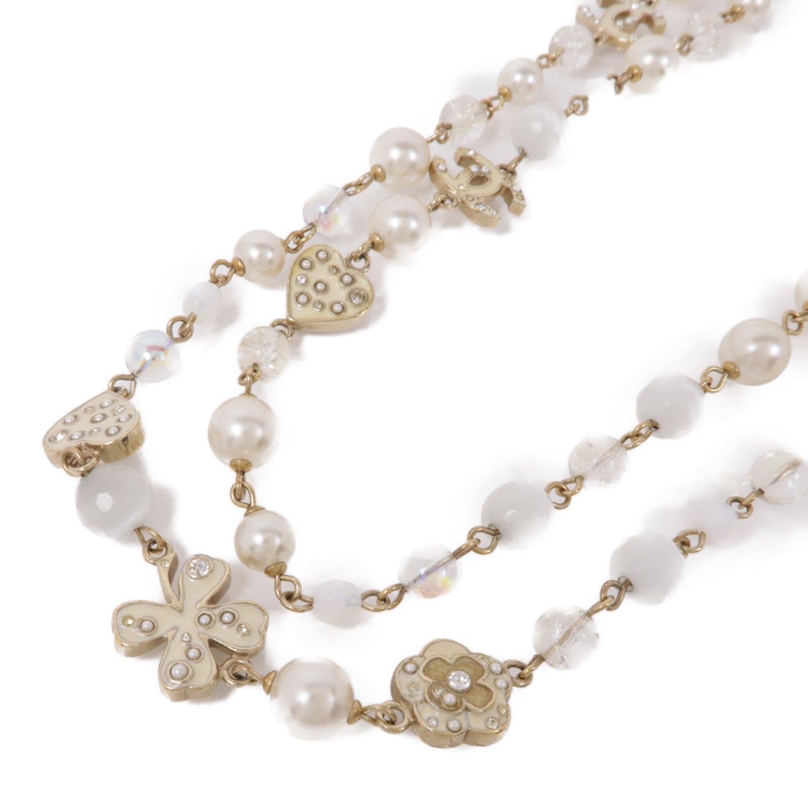 CHANEL PVC/金屬Necklace項鍊白色/金色