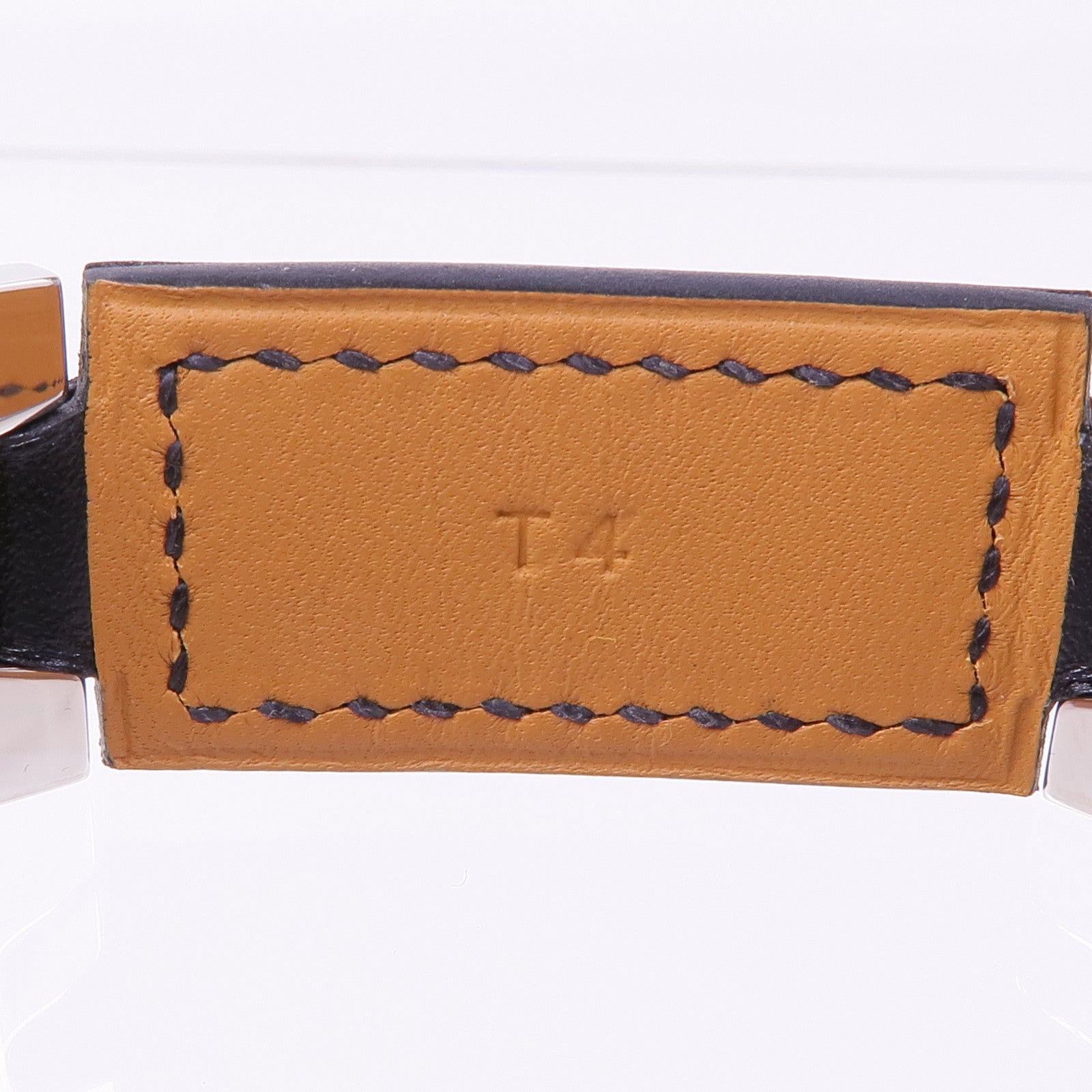 HERMES 皮革Bracelet銀扣手帶Noir